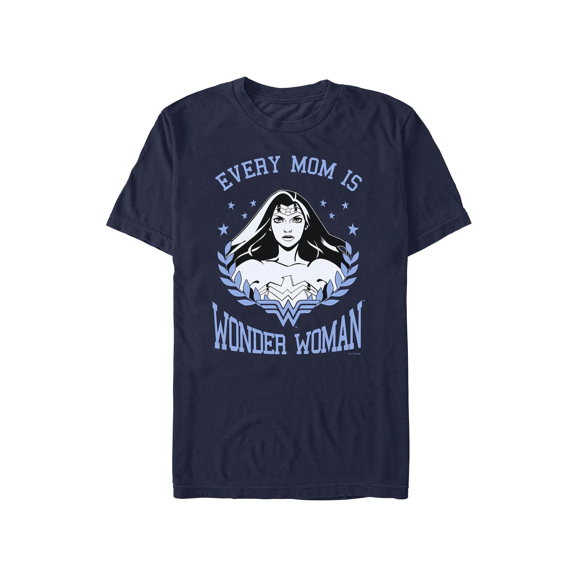 Juniors' Wonder Woman Every Mom Is Wonder Woman Boyfiend Graphic Tee, Girl's, Size: Medium, Blue Product Image