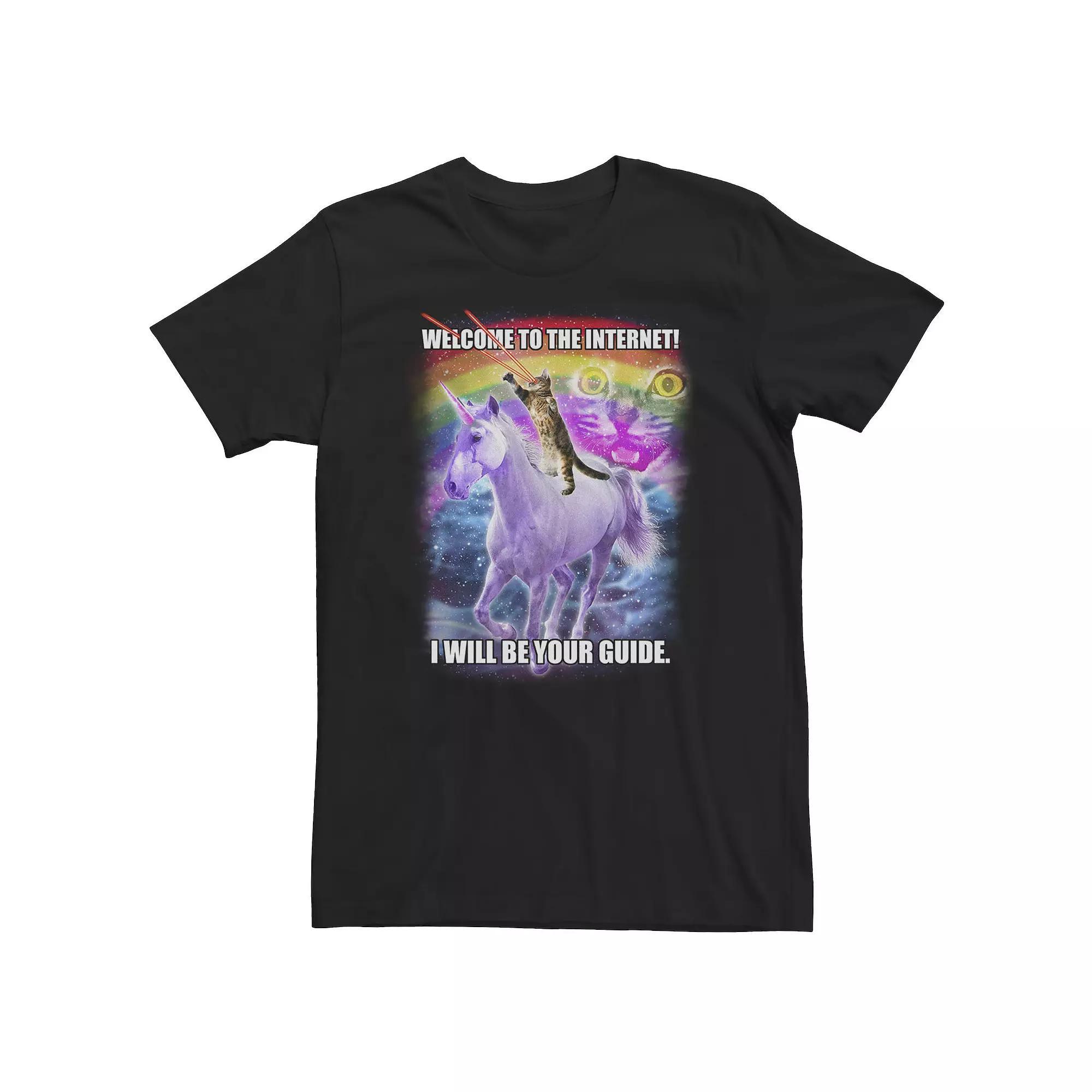Big & Tall Internet Guide Laser Cat Rainbow Unicorn Tee, Men's, Size: 3XL, Black Product Image