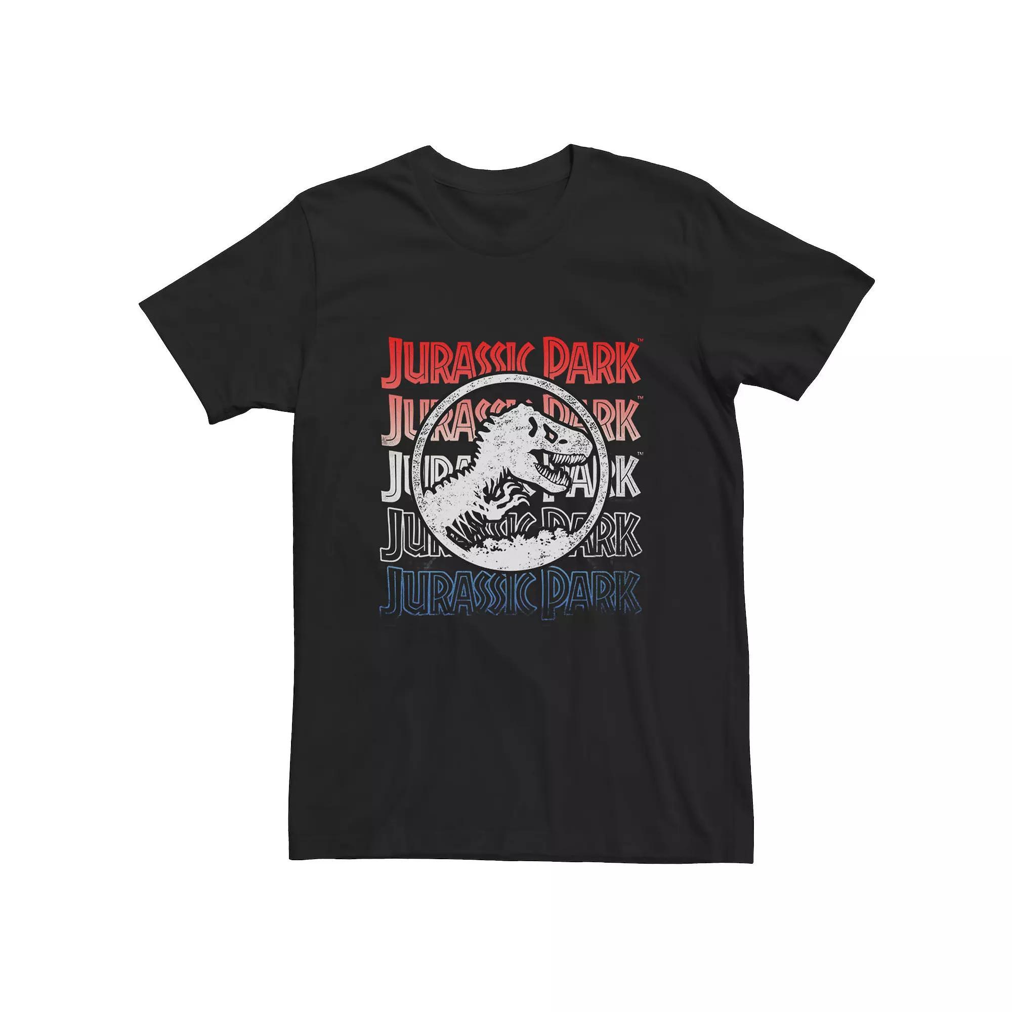 Big & Tall Jurassic Park Red White & Blue Graphic Tee, Men's, Size: 3XL Tall, Athletic Grey Product Image