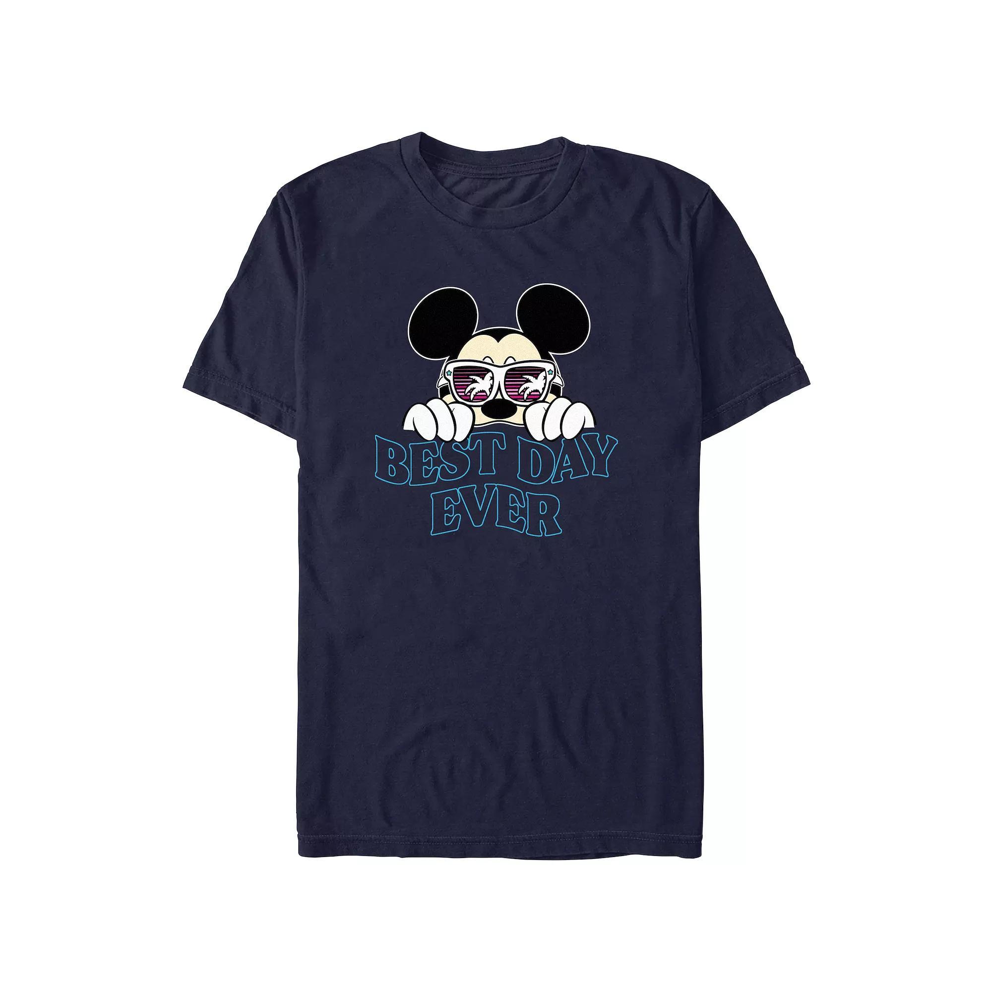 Disney's Mickey Mouse Sunglasses Best Day Ever Men's Graphic Tee, Size: Small, Blue Product Image