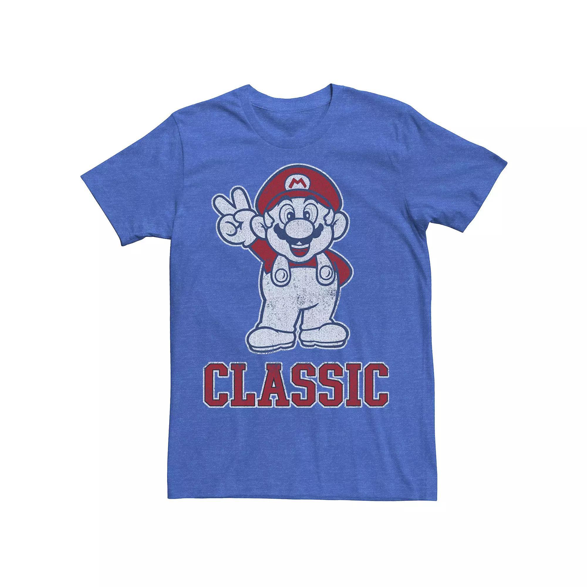 Men's Nintendo Super Mario Classic Peace Sign Tee, Size: XXL, Royal Grey Product Image