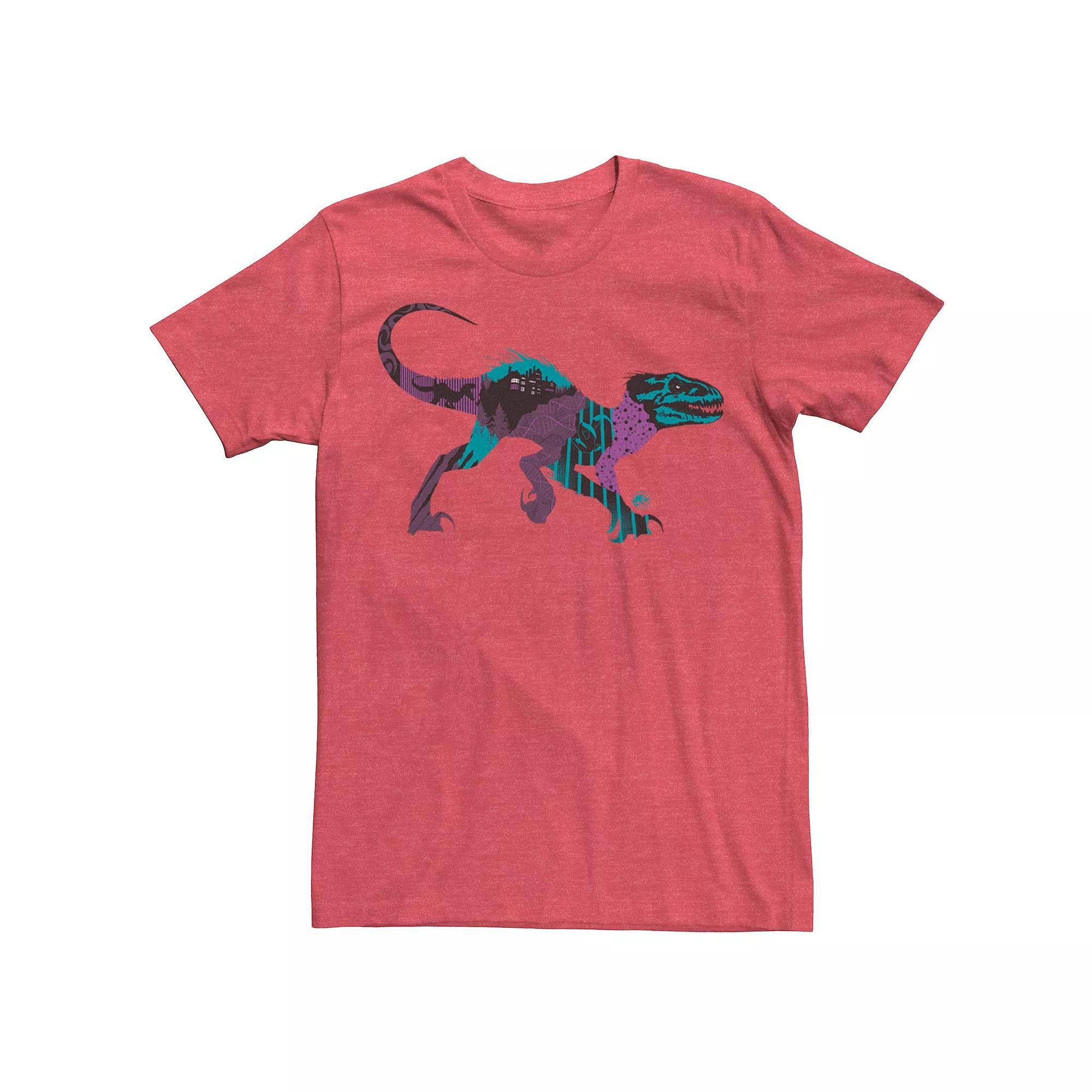 Men's Jurassic World Raptor DNA Scene Fill Tee, Size: Medium, Red Grey Product Image