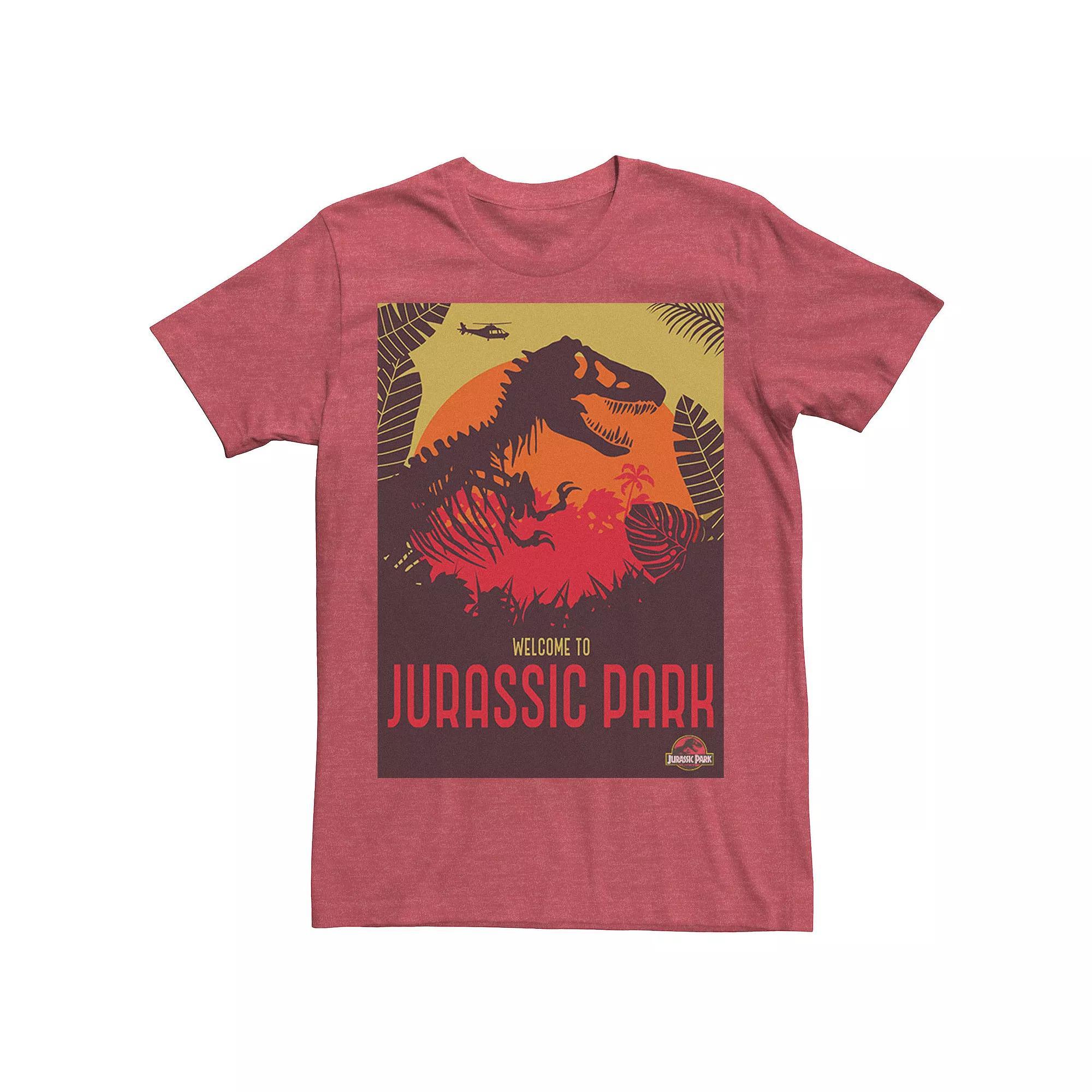 Men's Jurassic Park Welcome T-Rex Sunset Tee, Size: XL, Red Grey Product Image