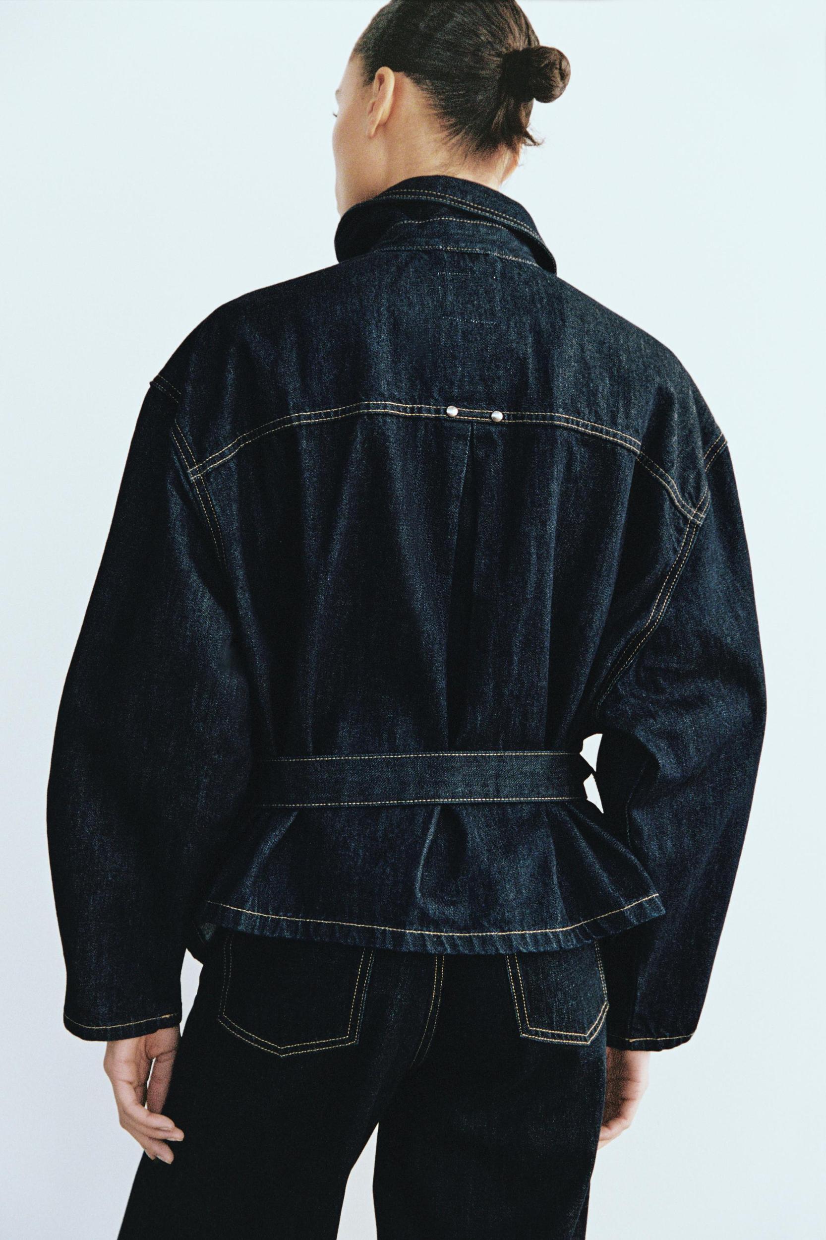 BELTED TRF DENIM JACKET Product Image