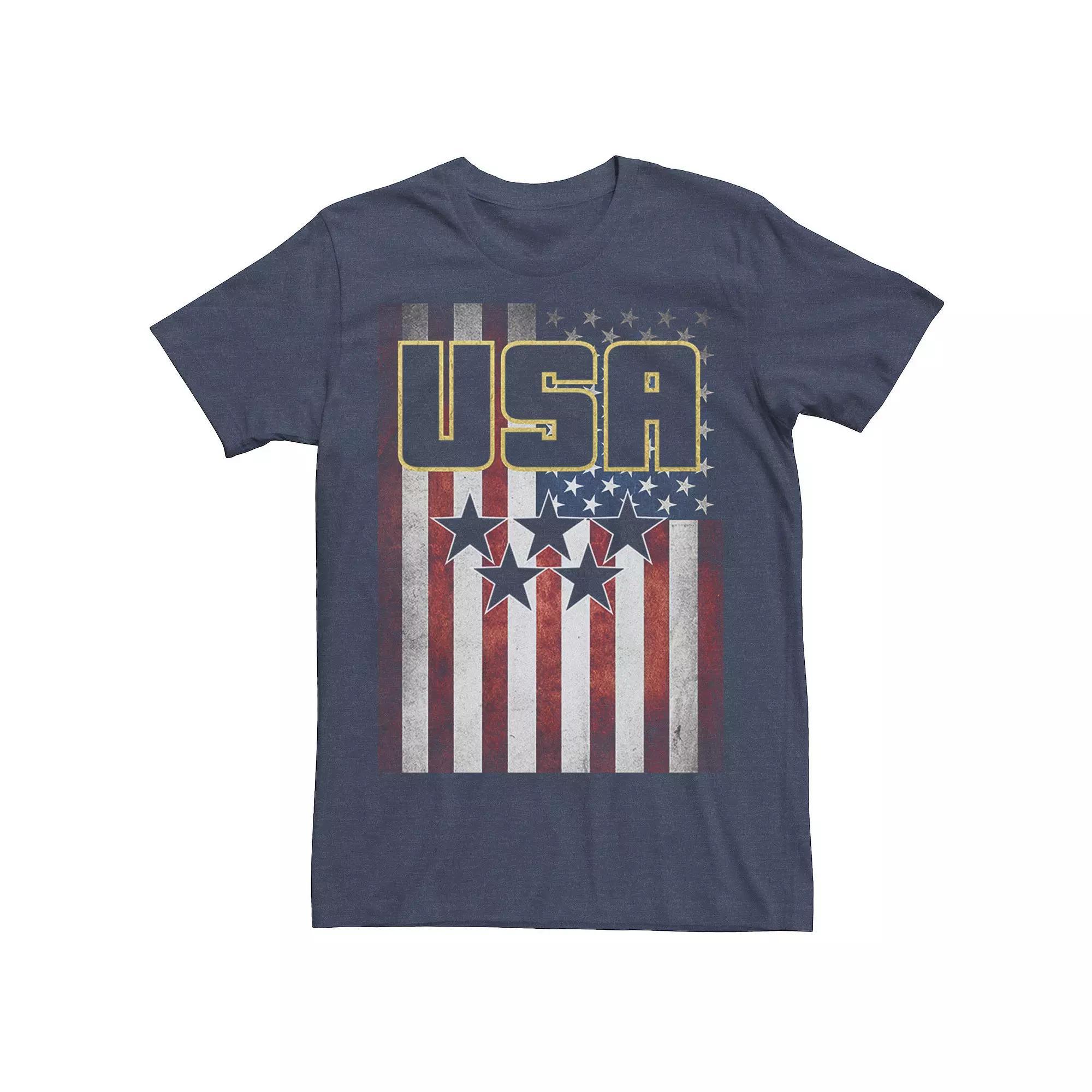 Mens USA Flag Logo Graphic Tee Navy Grey Product Image