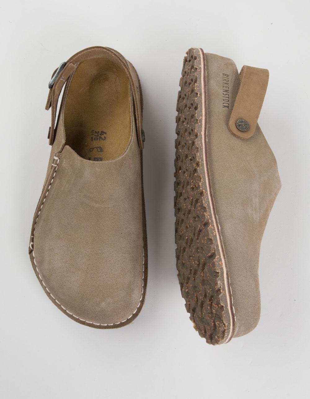 BIRKENSTOCK Lutry Premium Suede Mens Clogs - TAUPE Product Image
