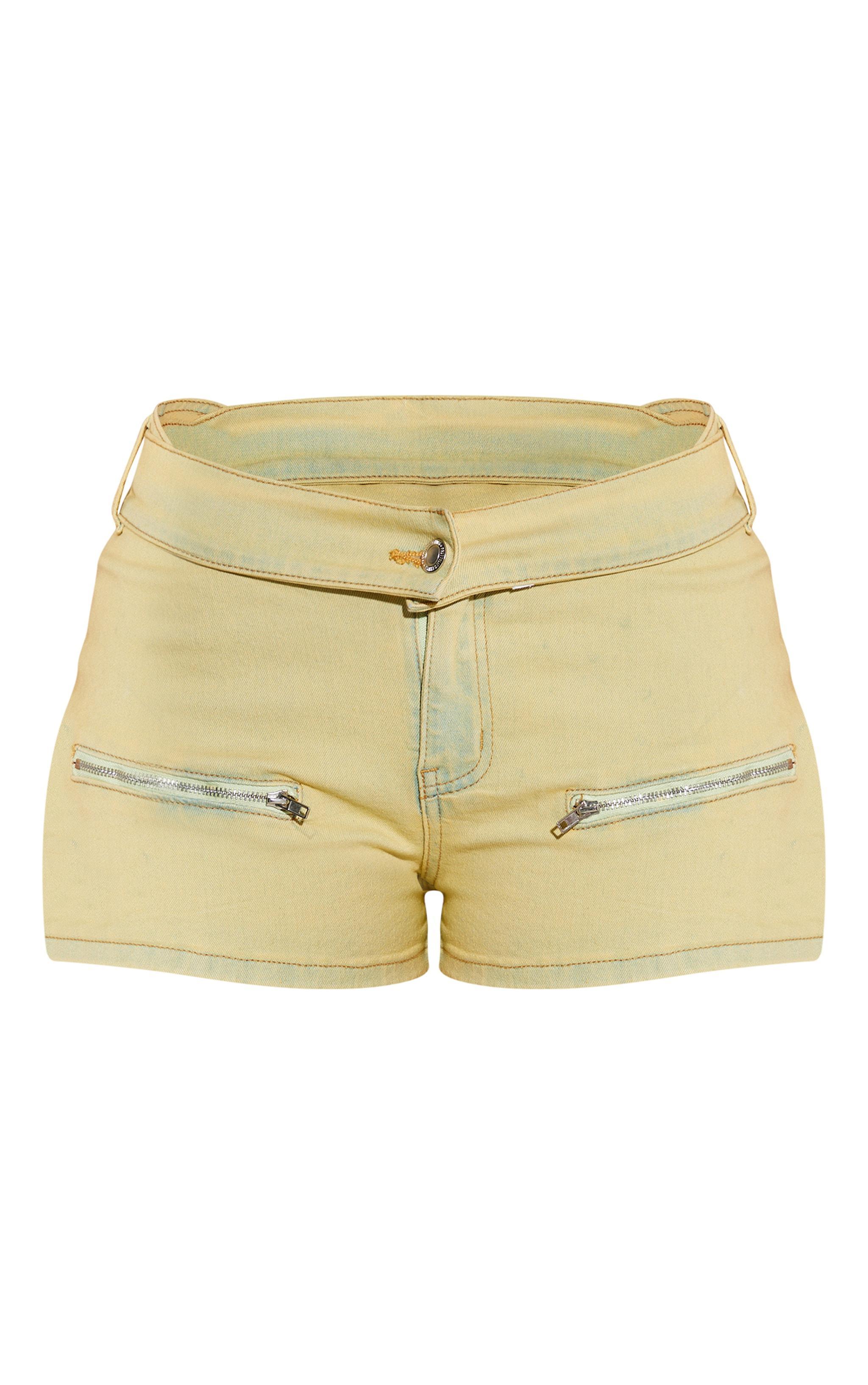 Shape Washed Green Denim Belt Detail Hot Pants Product Image