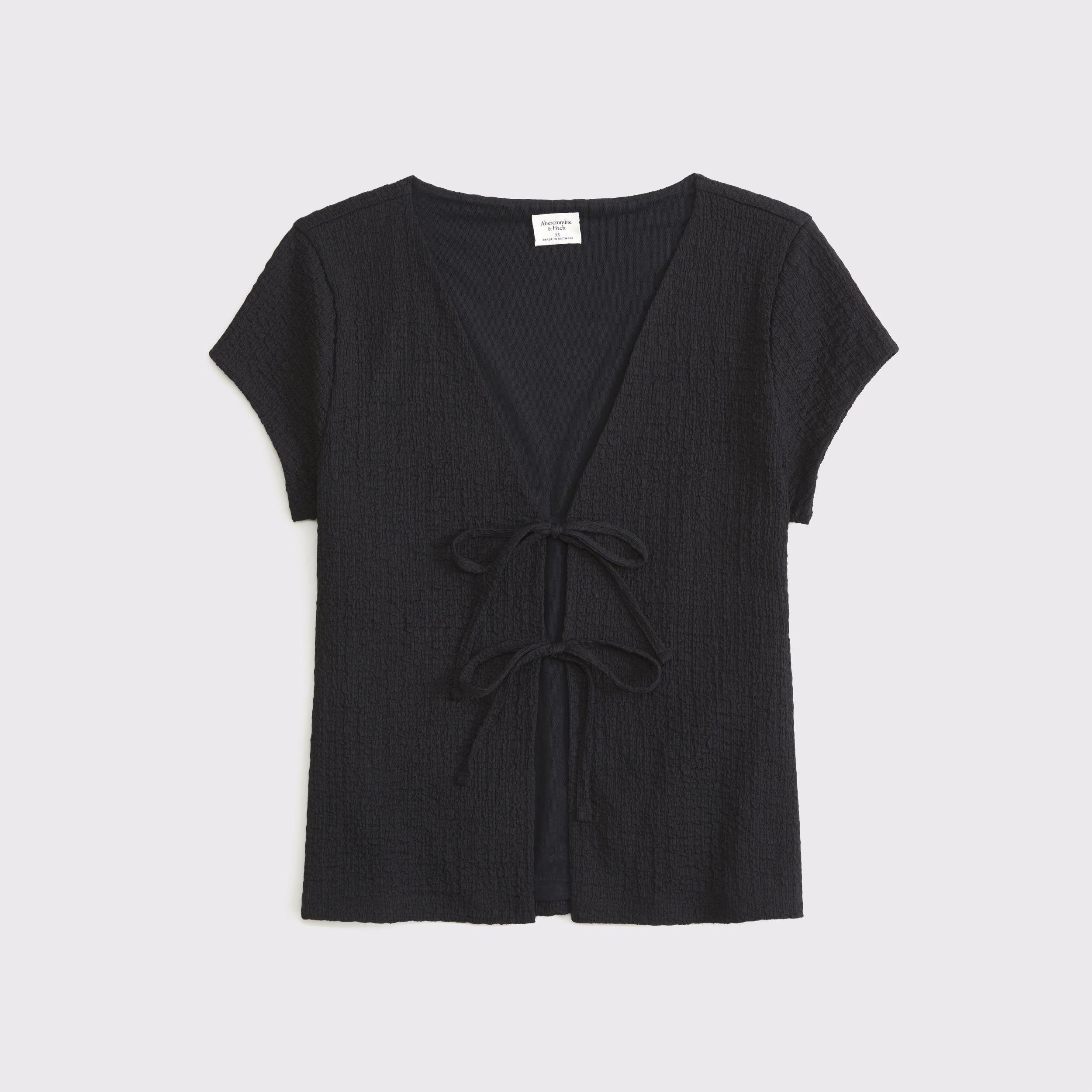 Bubble Knit Tie-Front Top Product Image