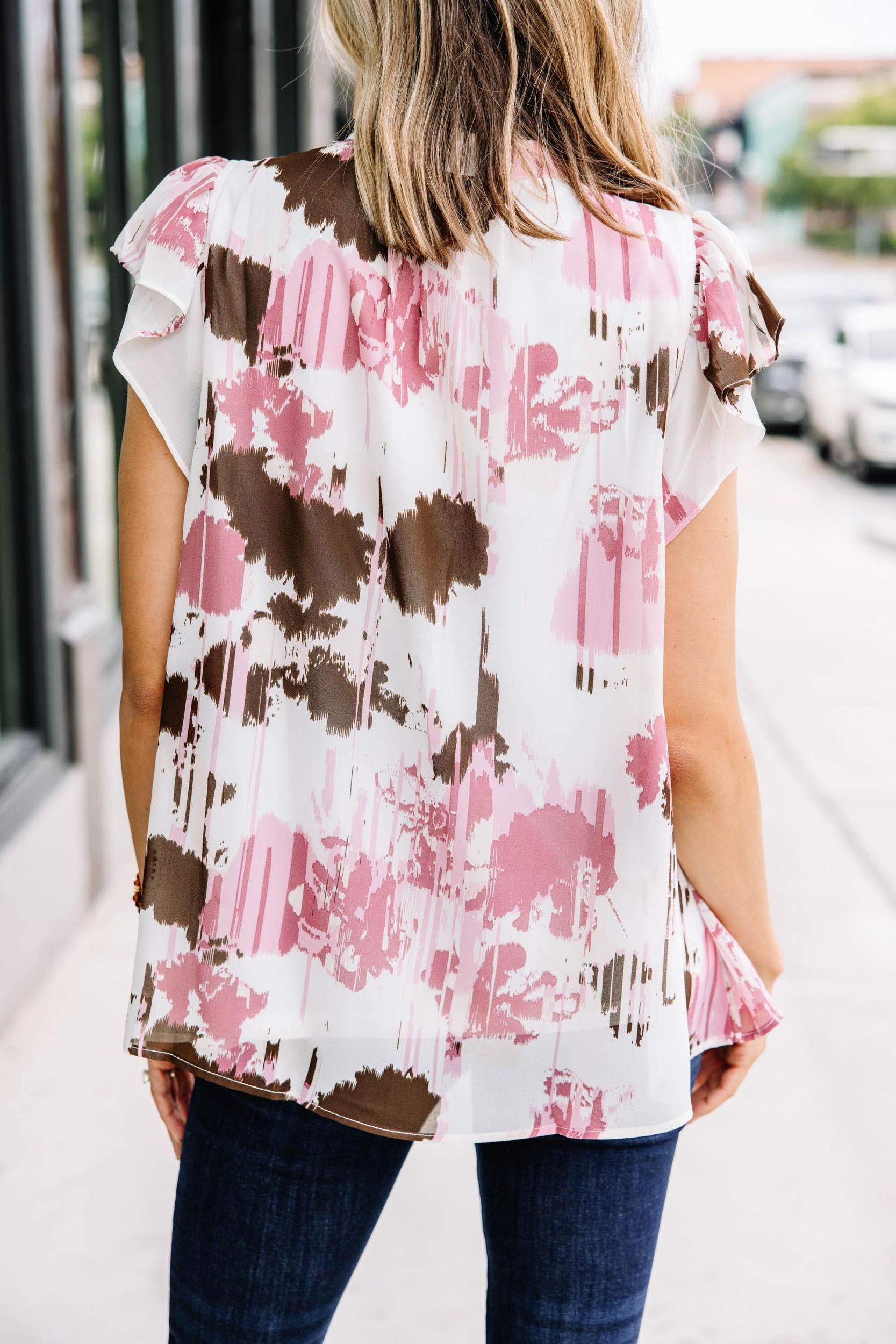 Message Received Ivory White Abstract Blouse Female Product Image