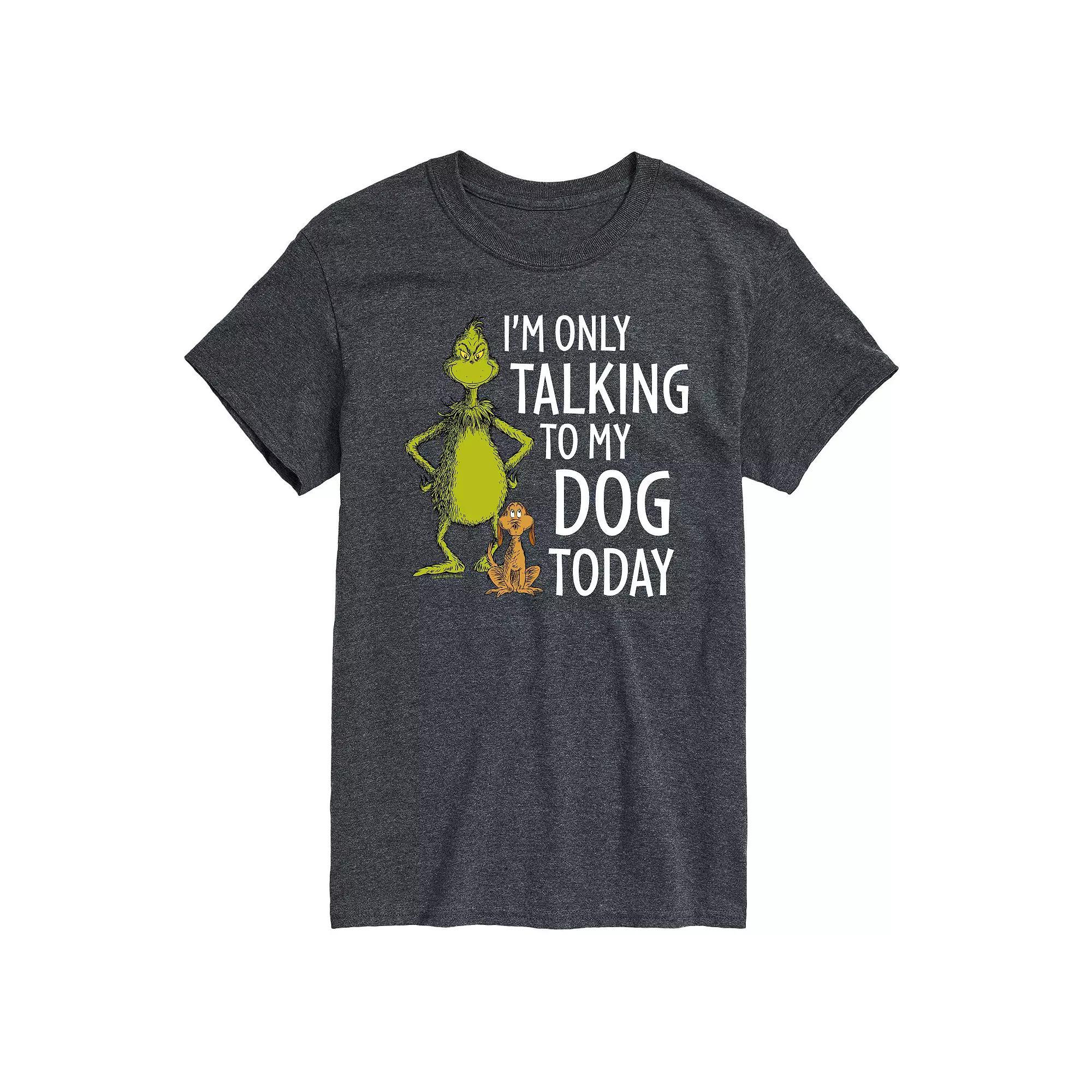 Men's Dr. Seuss Grinch Talking To My Dog Today Graphic Tee, Size: XS, Black Product Image