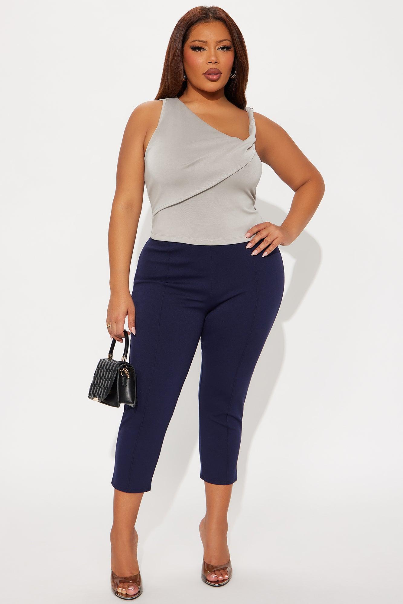 Daniella Pintuck Ponte Capri Legging - Navy Female Product Image