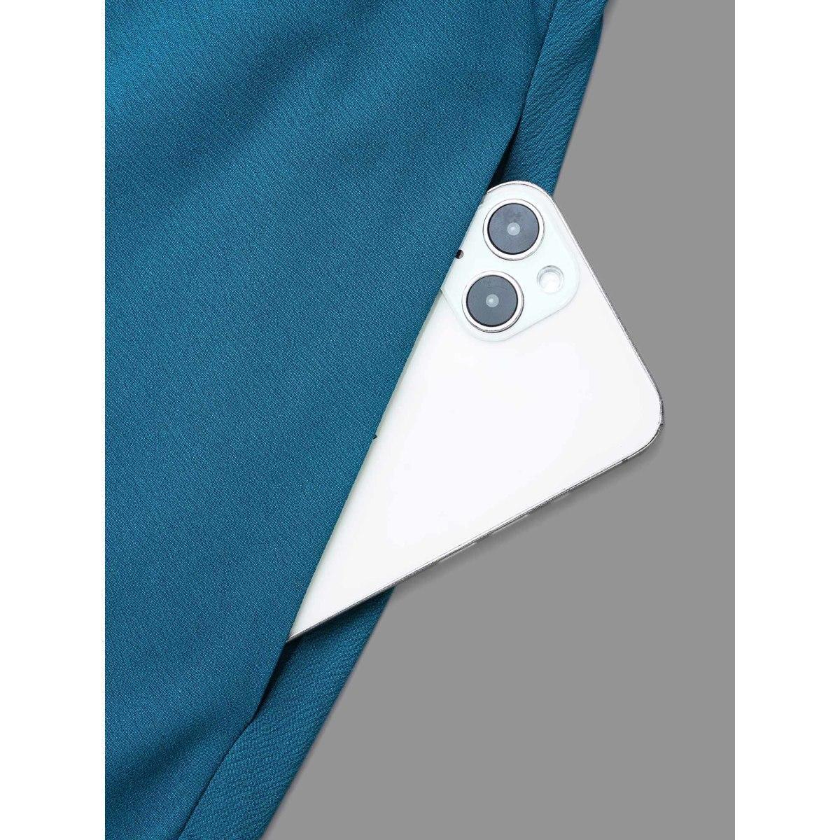 Plus Size Adjustable Drawstring Asymmetrical Hem Textured Dress Aegean Women Elegant Wraparound straps V-neck Elbow-length sleeve Curvy BloomChic 14-16/1X Product Image
