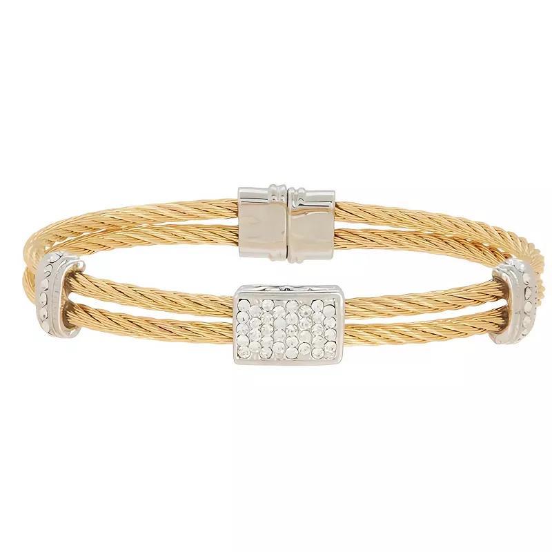 Juvell Two Tone 18k Gold Plated Cubic Zirconia Bangle Bracelet, Women's, Size: 7" Product Image