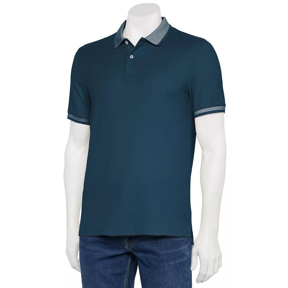 Men's Sonoma Goods For Life® Short Sleeve Pique Polo, Size: Small, Tipped Blue Product Image