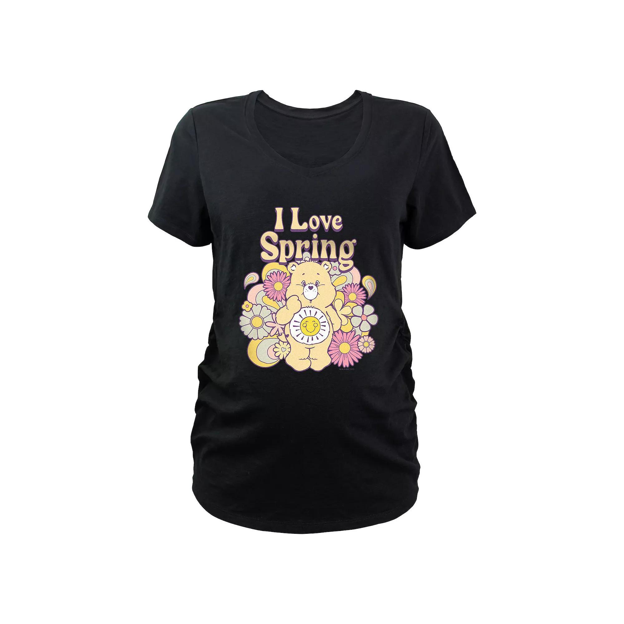 Maternity Care Bears Funshine Bear I Love Spring Graphic Tee, Women's, Size: XS-MAT, Black Product Image
