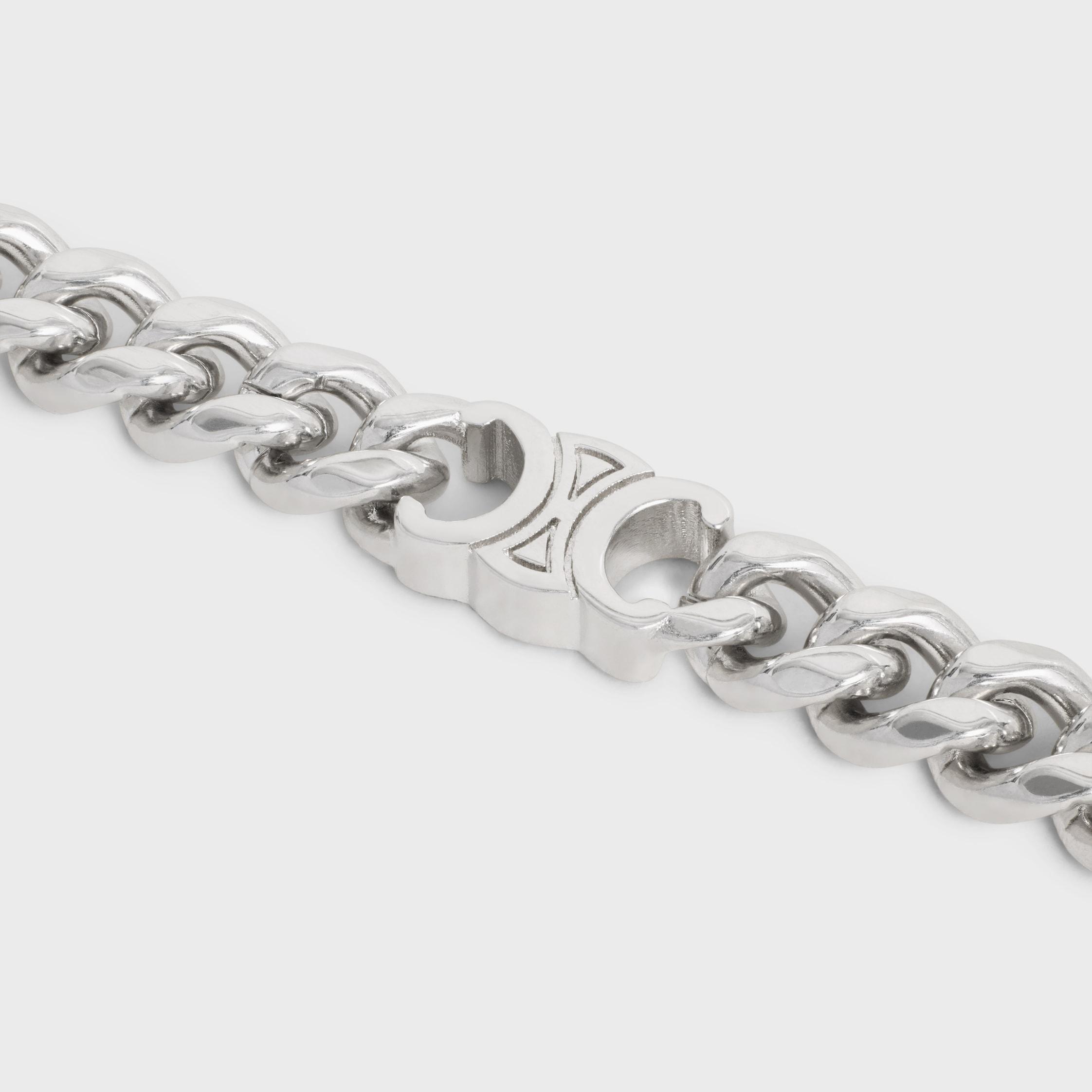 Triomphe Small Gourmette Bracelet in Brass with Rhodium Finish Product Image