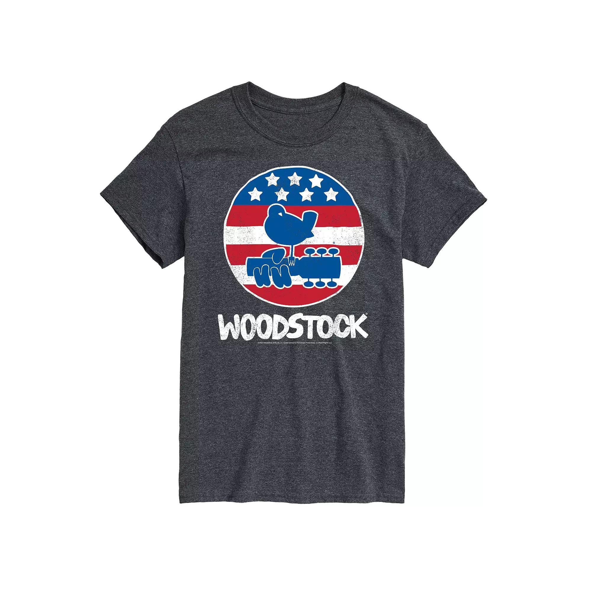 Mens Woodstock Americana Graphic Tee Grey Product Image
