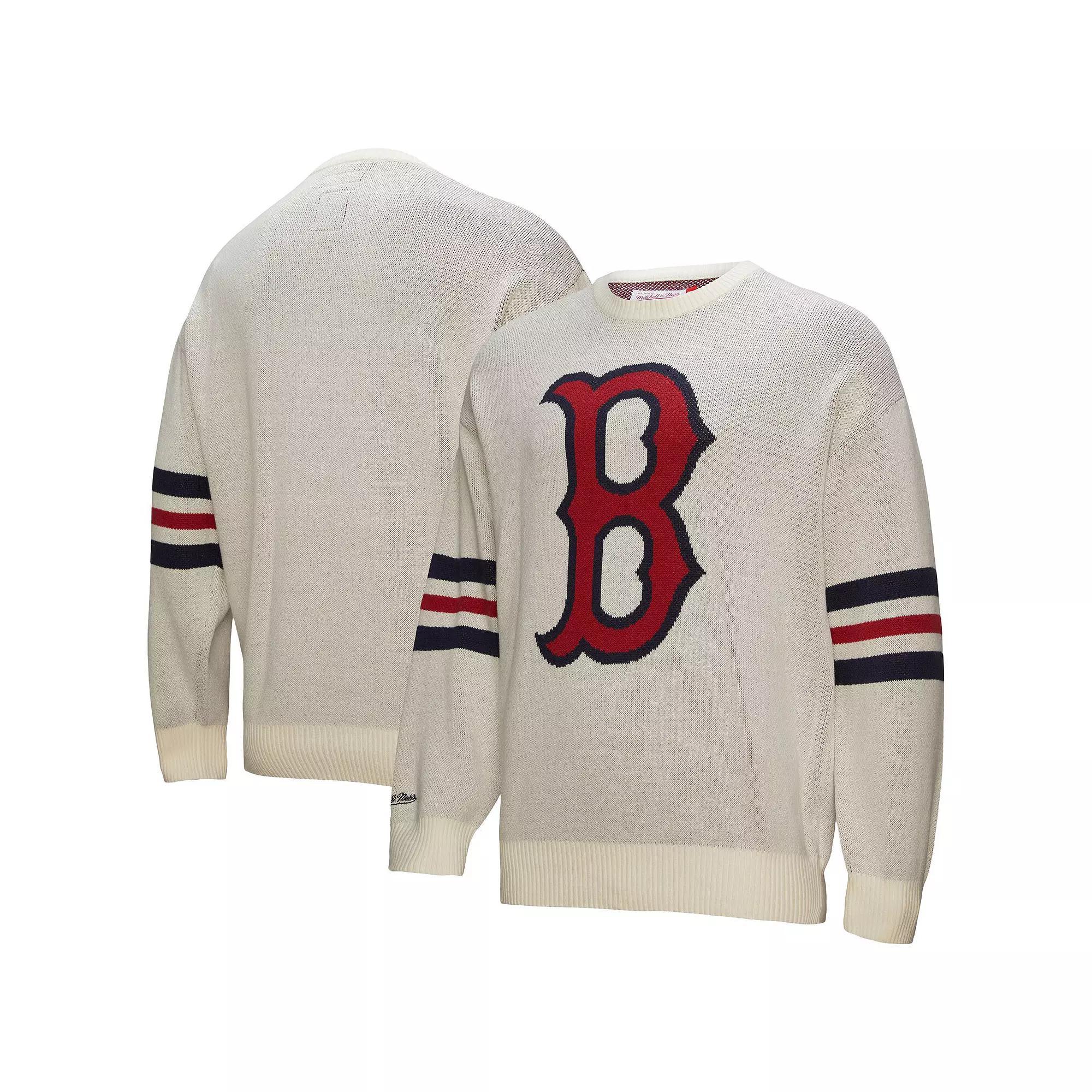 Men's Mitchell & Ness Cream Boston Red Sox Retro Pullover Sweater, Size: Large, Beige Product Image