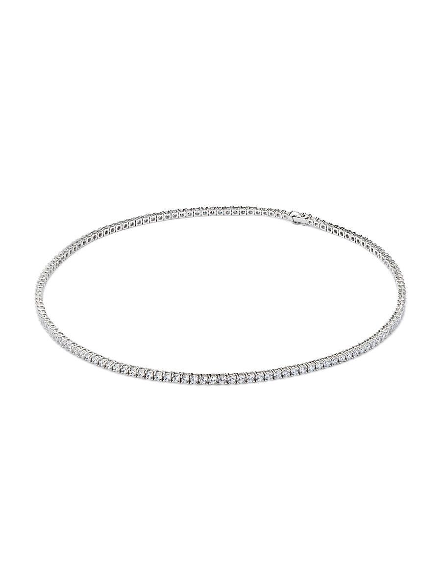 Mens Sterling Silver & White Cubic Zirconia Chain Necklace Product Image