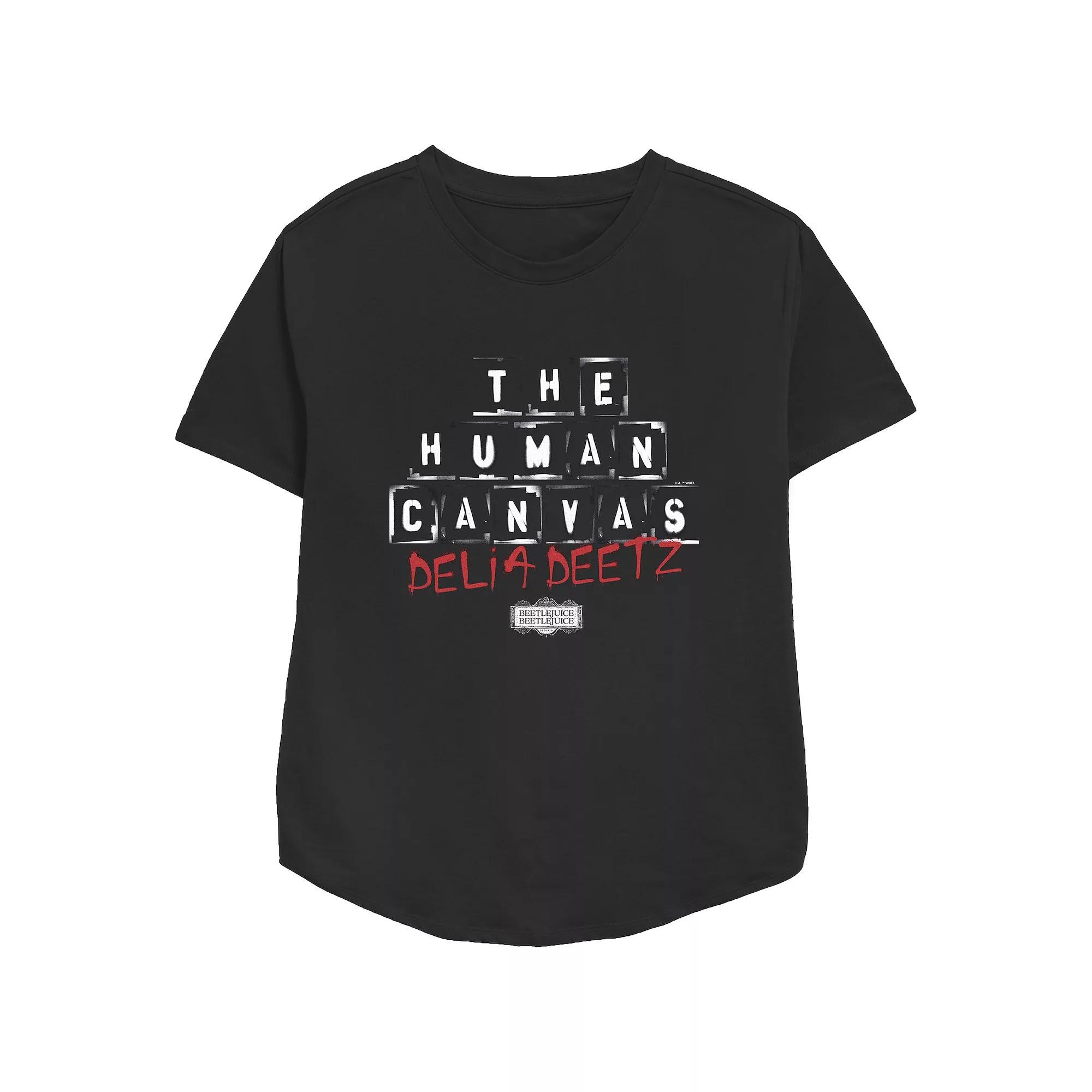 Women's Beetlejuice 2 The Human Canvas Relaxed Fit Graphic Tee, Size: Small, Black Product Image