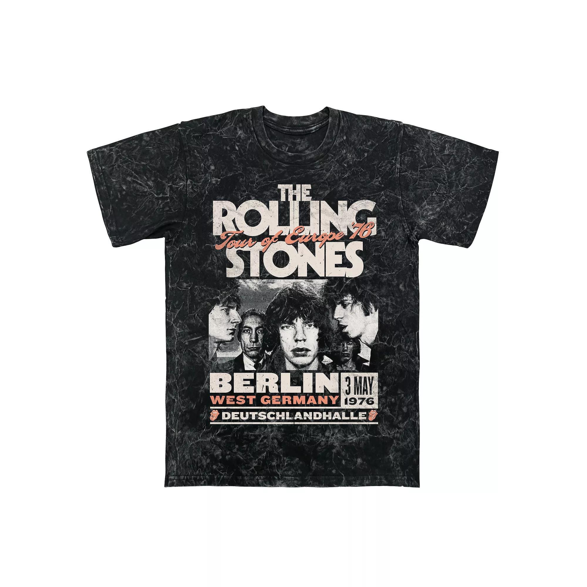 Men's Rolling Stones Europe '76 Mineral Wash Graphic Tee, Size: XXL, Black Mineral Wash Product Image