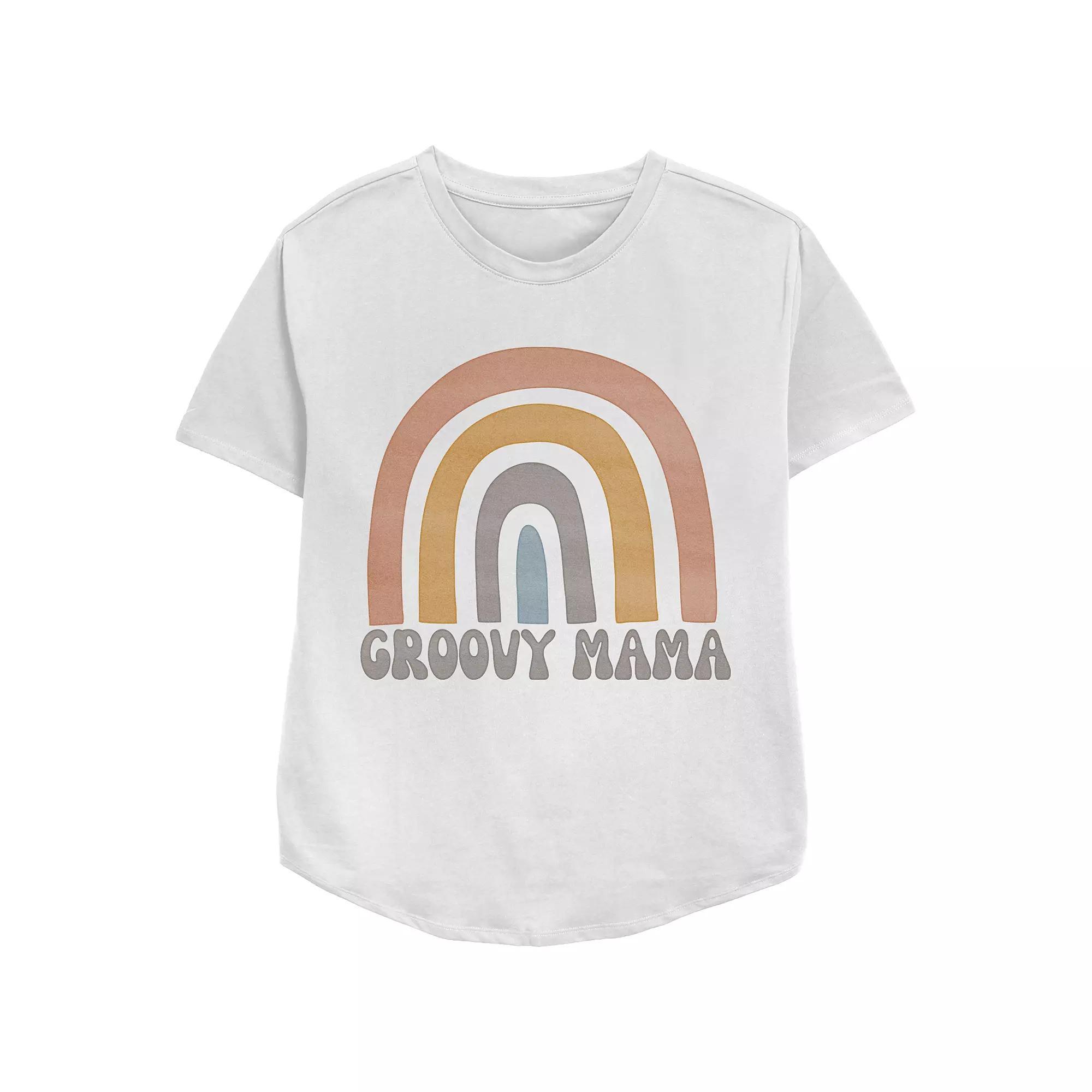 Women's Groovy Mama Relaxed Fit Graphic Tee, Size: Medium, Black Product Image