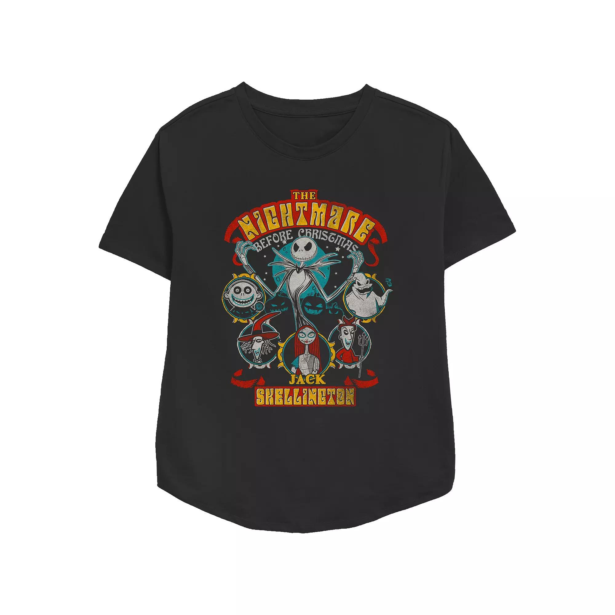 Disney's The Nightmare Before Christmas Halloween Lineup Women's Relaxed Fit Graphic Tee, Size: Medium, Black Product Image