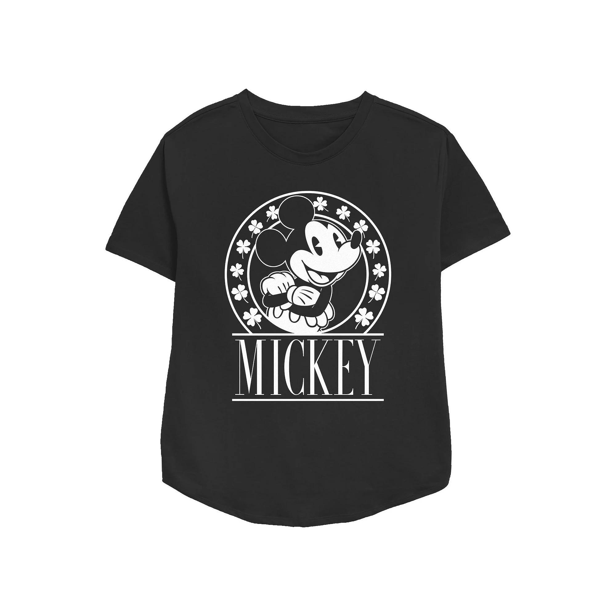 Disney's Mickey Mouse Lucky Stamp Women's Relaxed Fit Graphic Tee, Size: Medium, Black Product Image