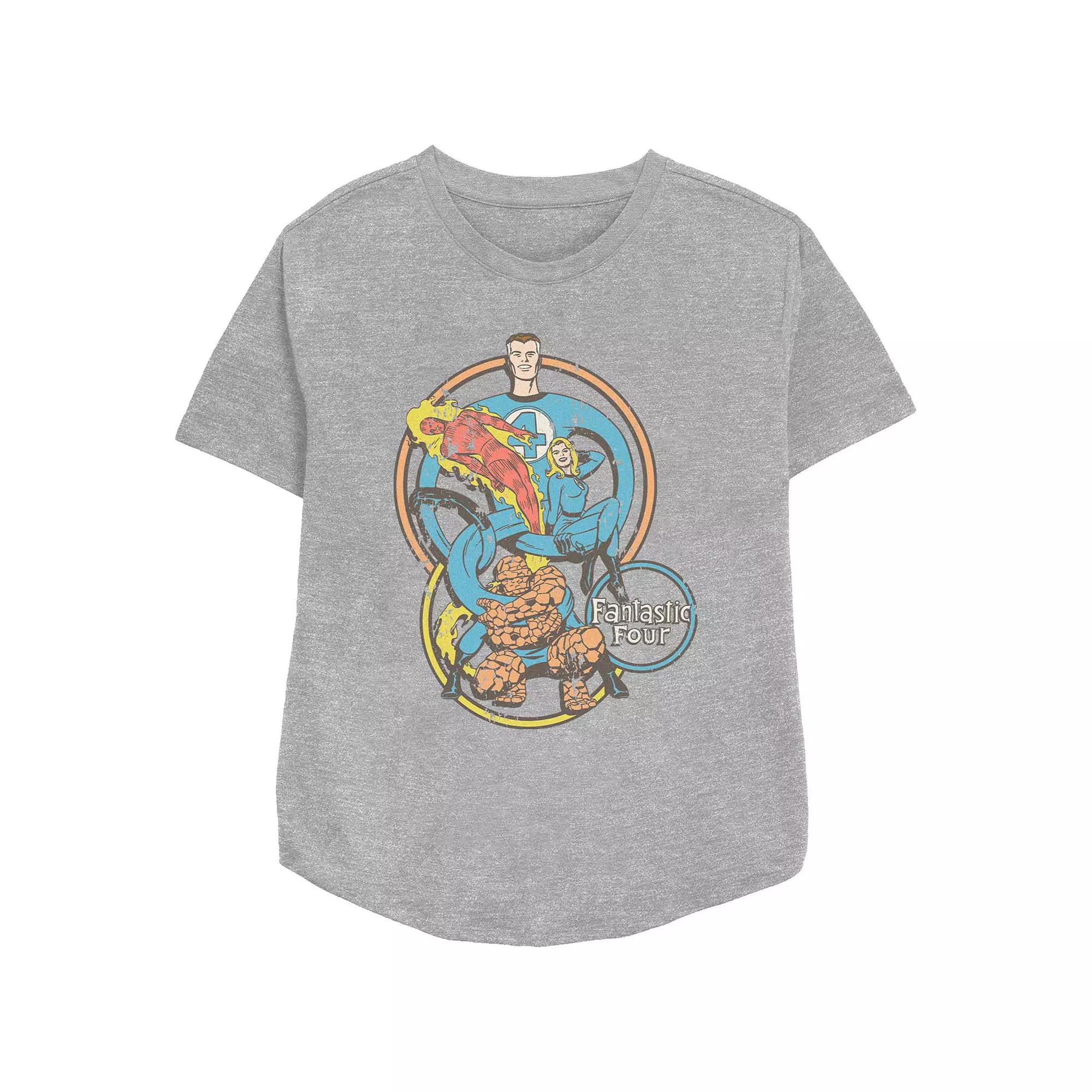 Womens Marvel Fantastic Four Super Hoops Graphic Tee Grey Gray Product Image
