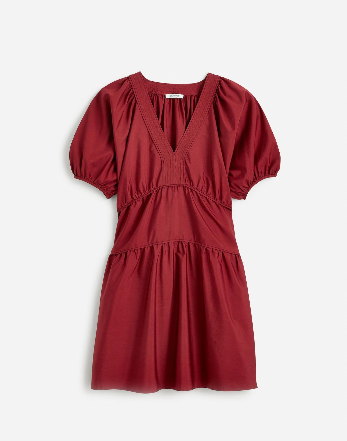 Puff-Sleeve Mini Dress in Poplin Product Image