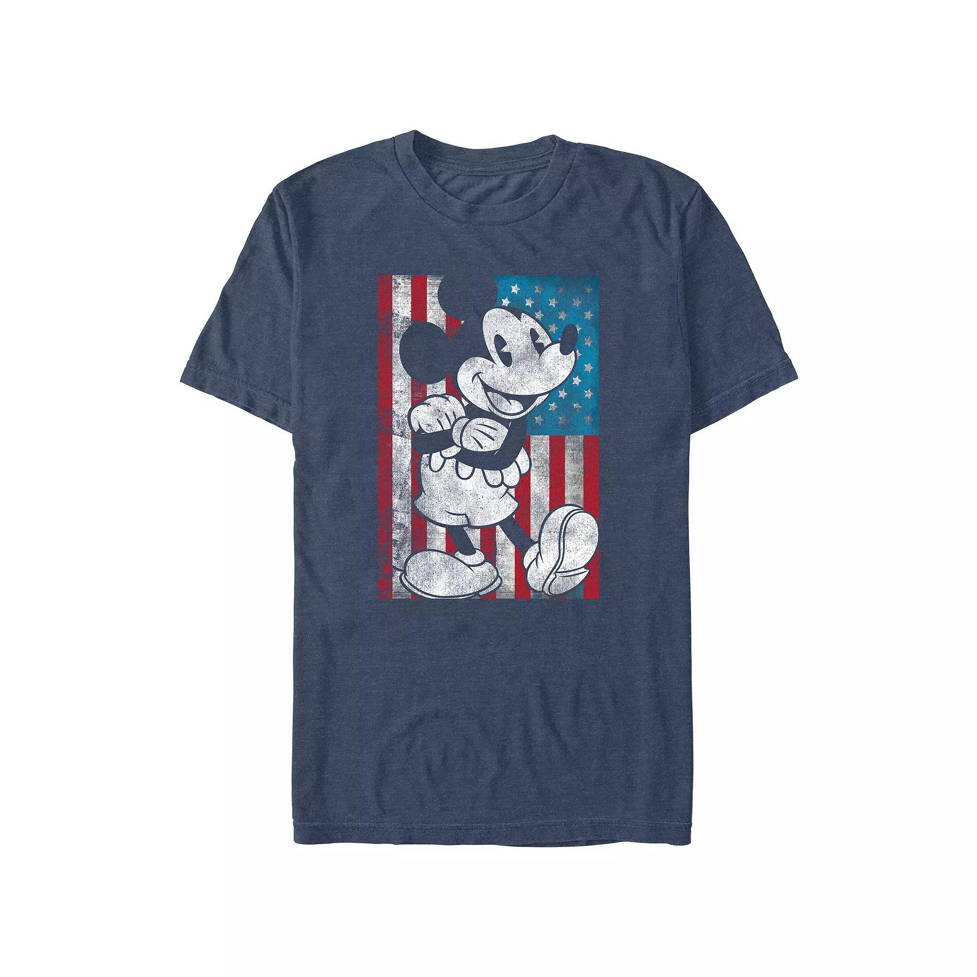 Disney's Mickey Mouse USA Distressed Style Big & Tall Graphic Tee, Men's, Size: 4XB, Navy Grey Product Image