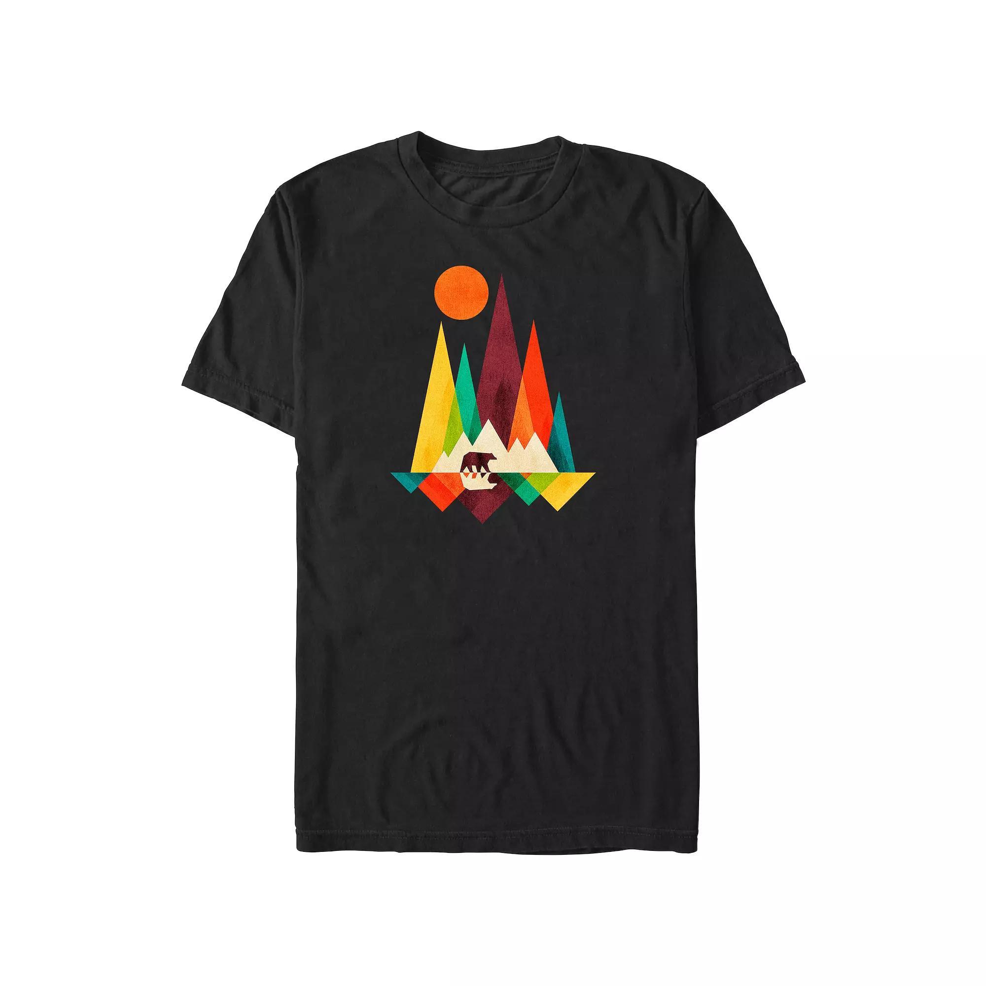 Big & Tall Geometric Bear And Mountains Graphic Tee, Men's, Size: 4XL, Black Product Image