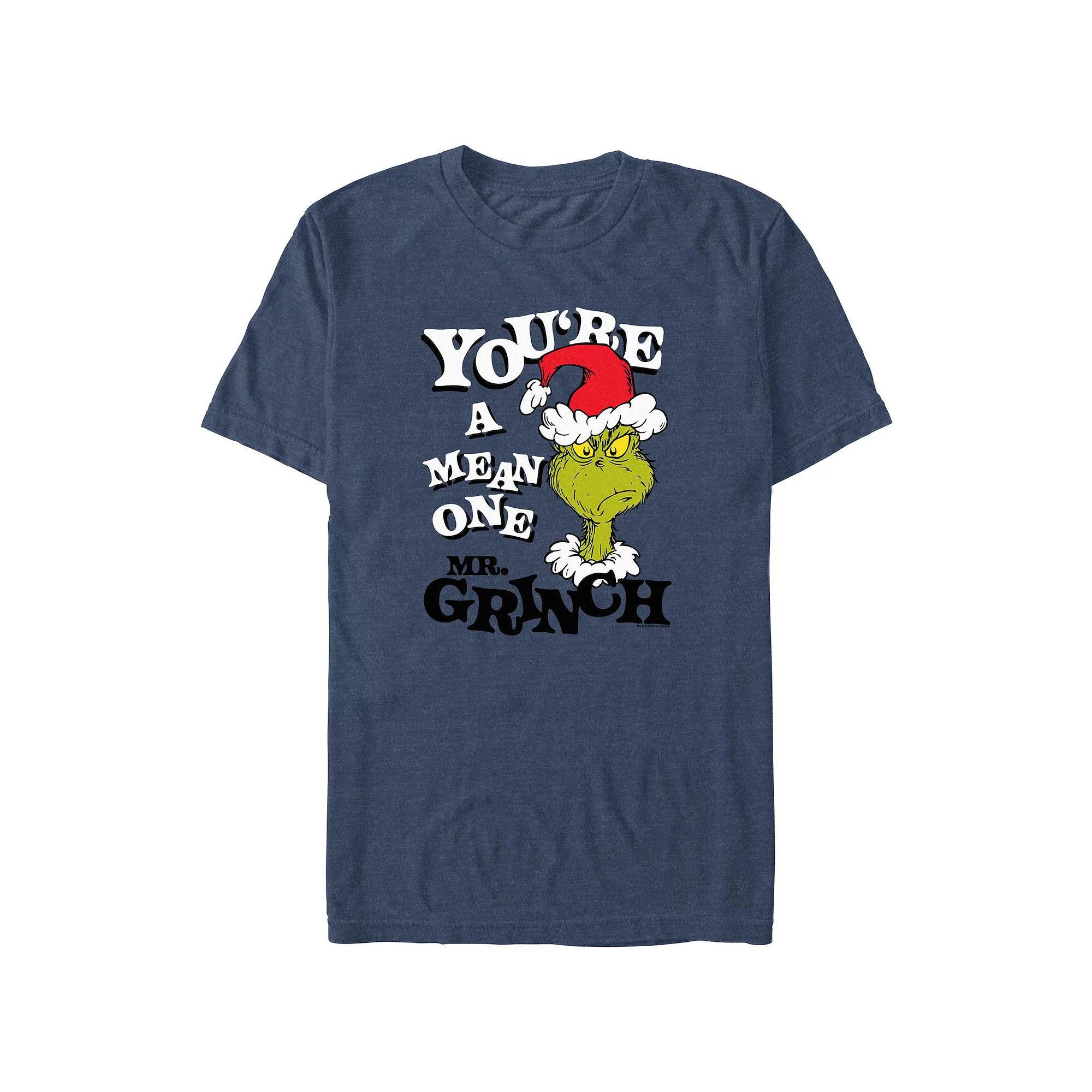 Big & Tall Dr. Seuss You're A Mean One Mr. Grinch Graphic Tee, Men's, Size: XL Tall, Navy Grey Product Image