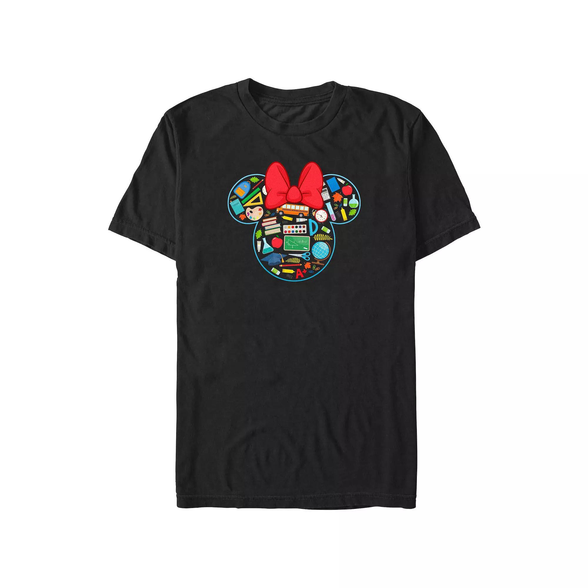 Disney's Minnie Mouse School Supplies Icons Big & Tall Graphic Tee, Men's, Size: XL Tall, Black Product Image