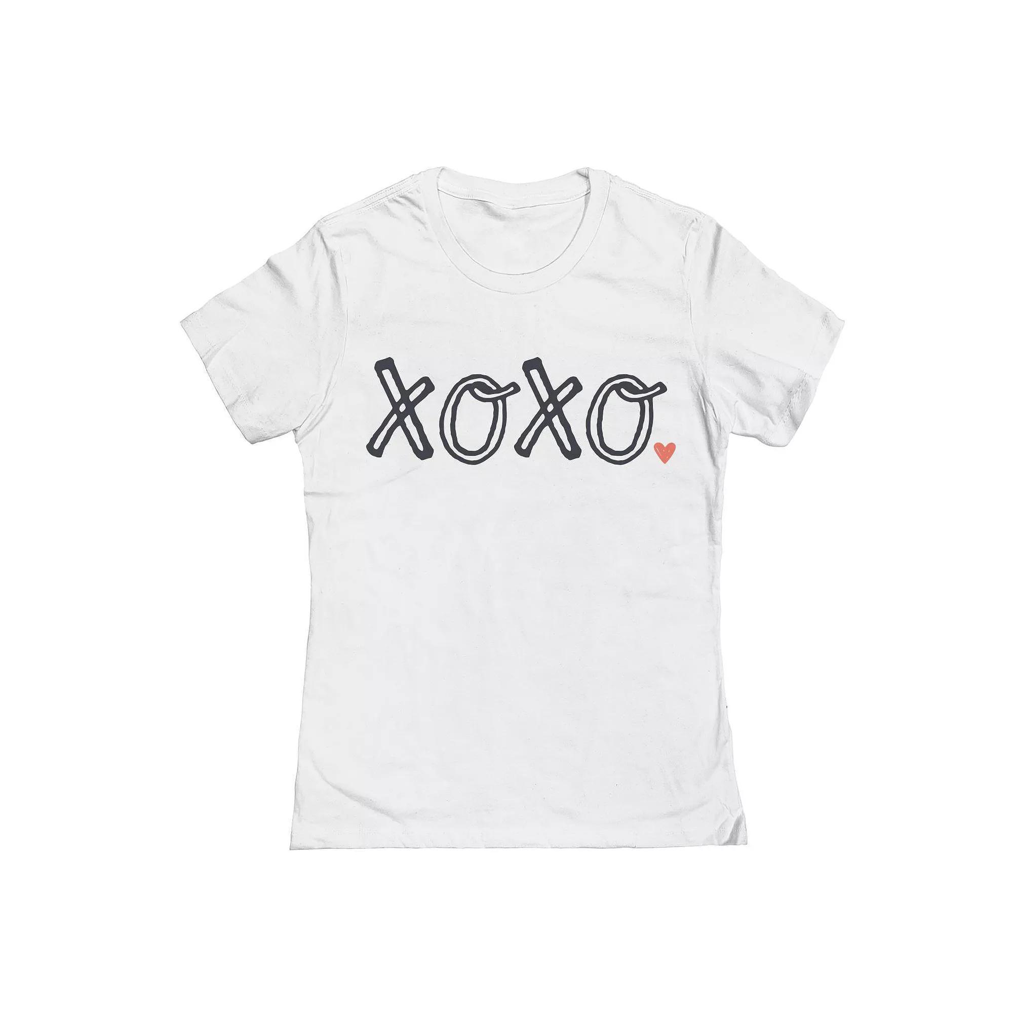 Junior's XOXO Heart Valentine's Day Graphic Tee, Women's, Size: Medium, White Product Image