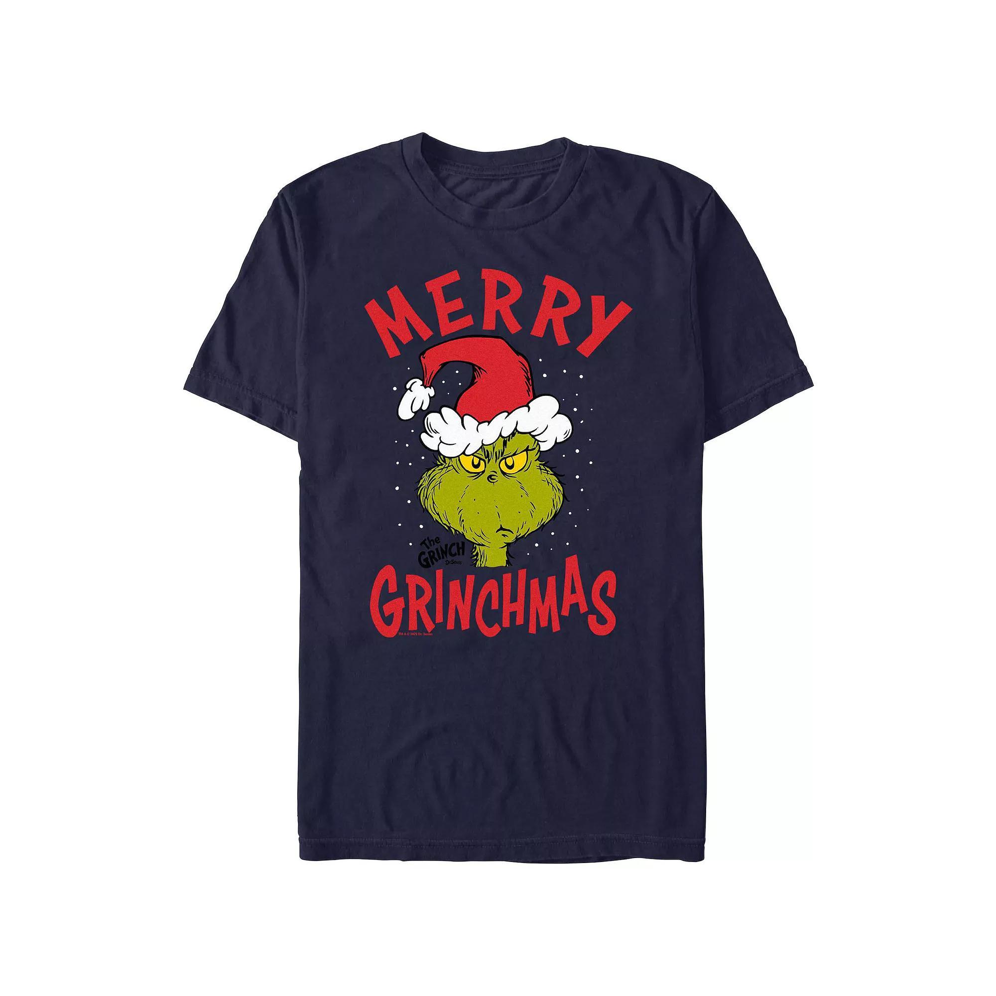 Big & Tall Dr. Seuss The Grinch Merry Christmas Graphic Tee, Men's, Size: XXL, Light Blue Product Image