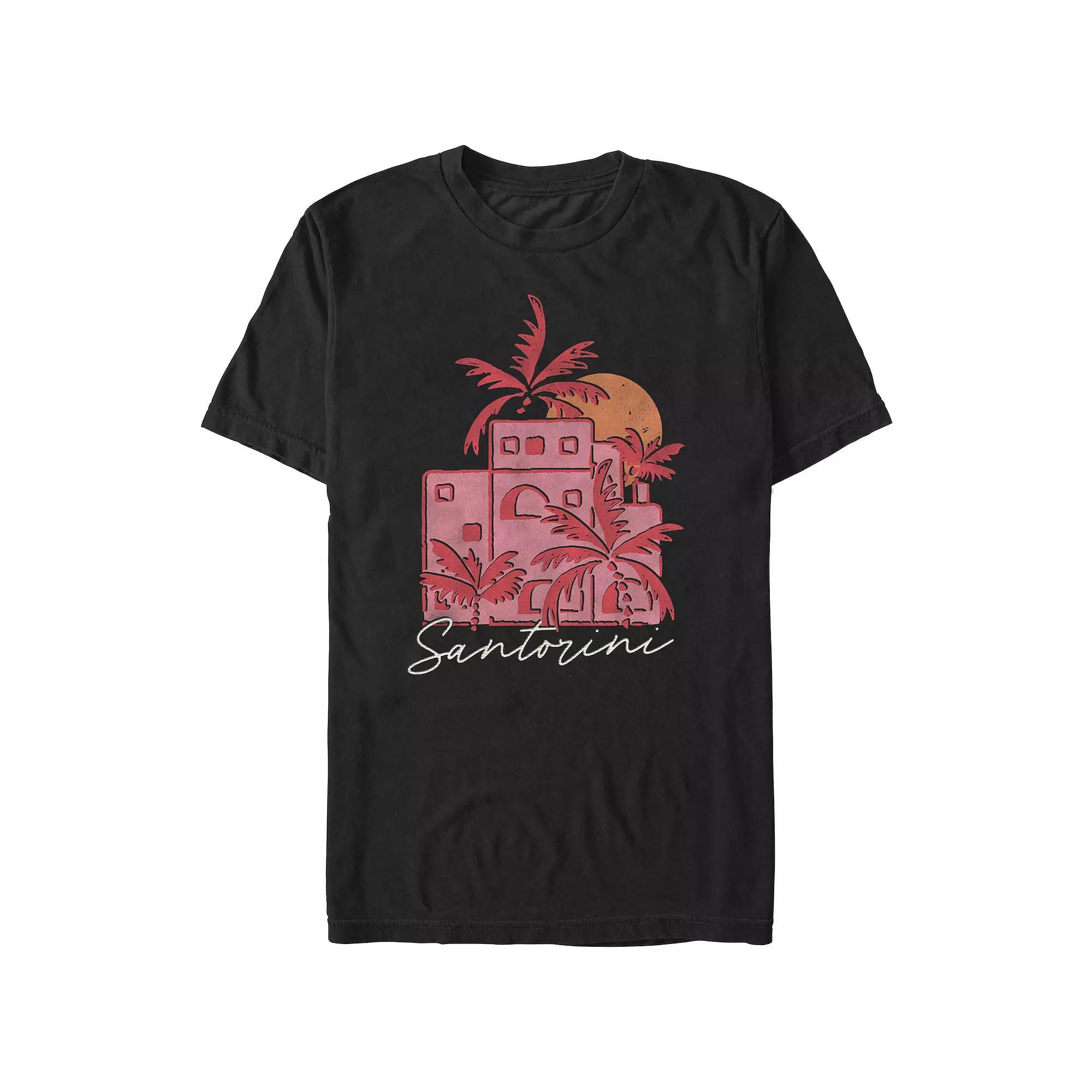 Big & Tall Santorini Buildings Graphic Tee, Men's, Size: 4XB, Black Product Image