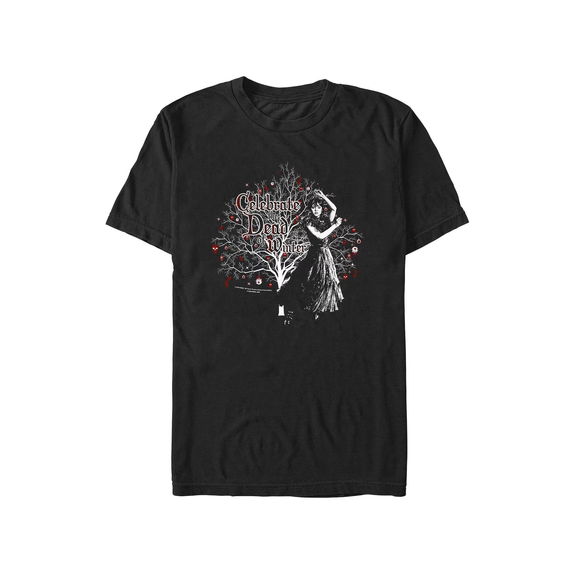 Men's Wednesday Celebrate The Dead Of Winter Graphic Tee, Size: Medium, Black Product Image