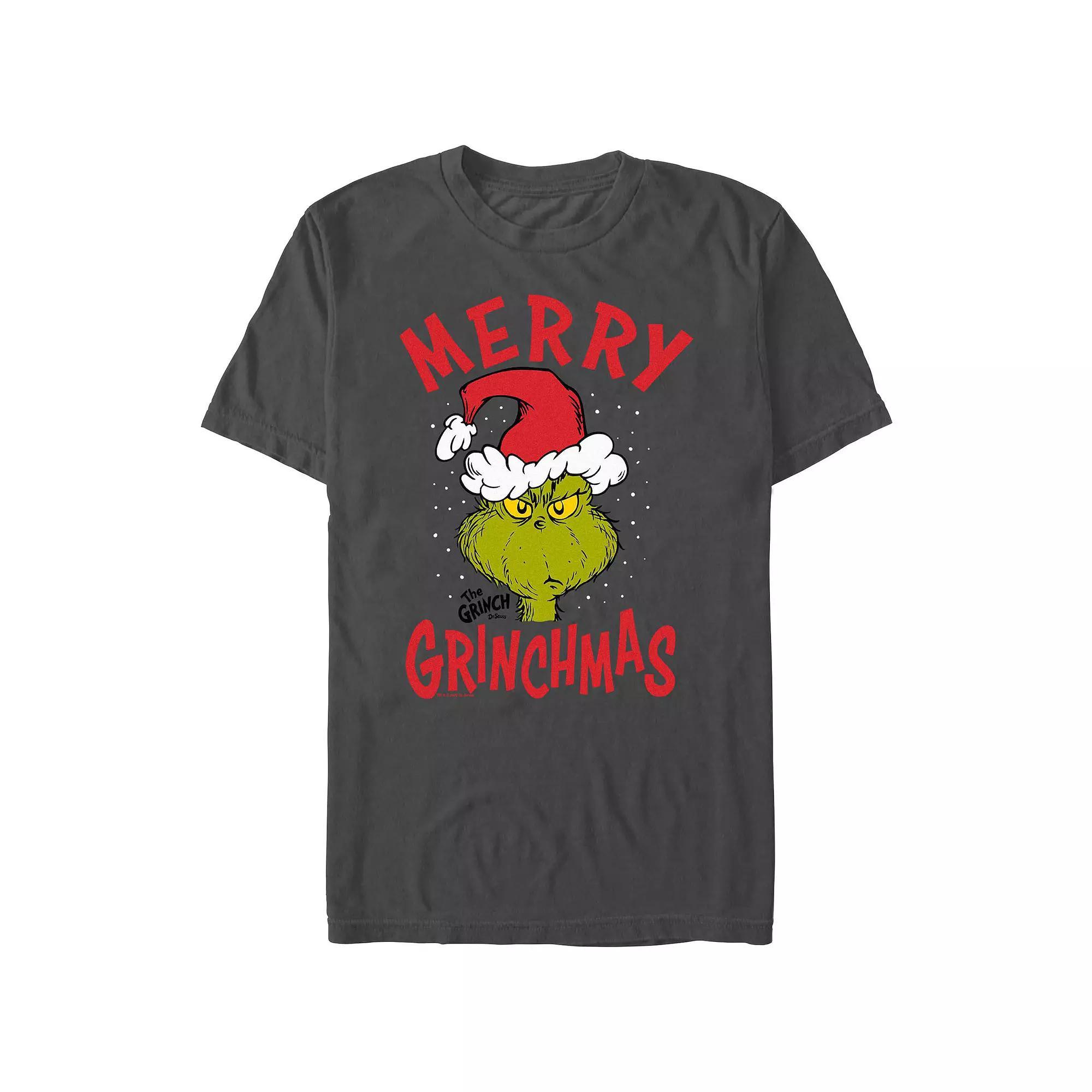 Big & Tall Dr. Seuss The Grinch Merry Christmas Graphic Tee, Men's, Size: XXL, Light Blue Product Image