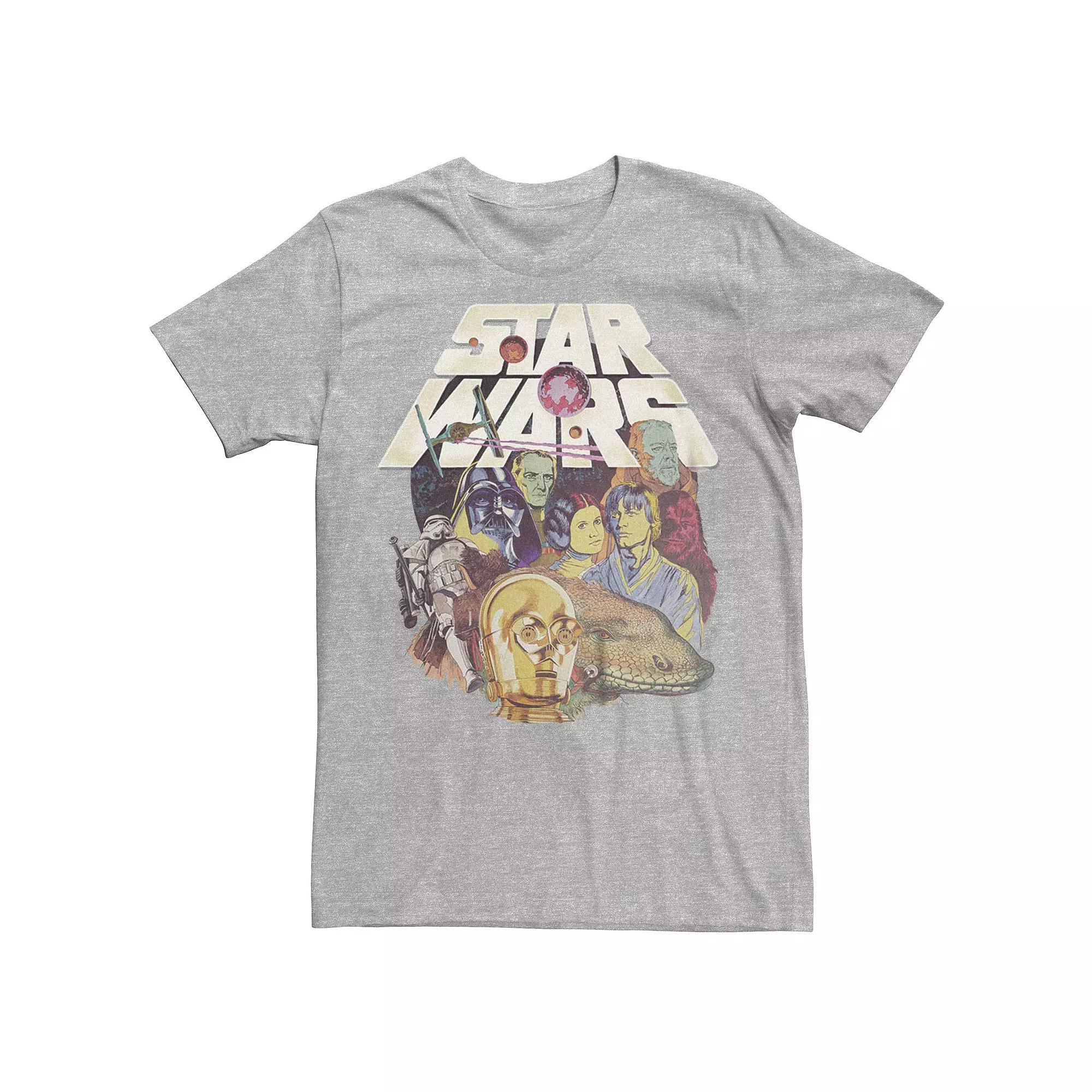 Men's Star Wars Vintage Collage Cartoons Graphic Tee, Size: Large, Athletic Grey Product Image