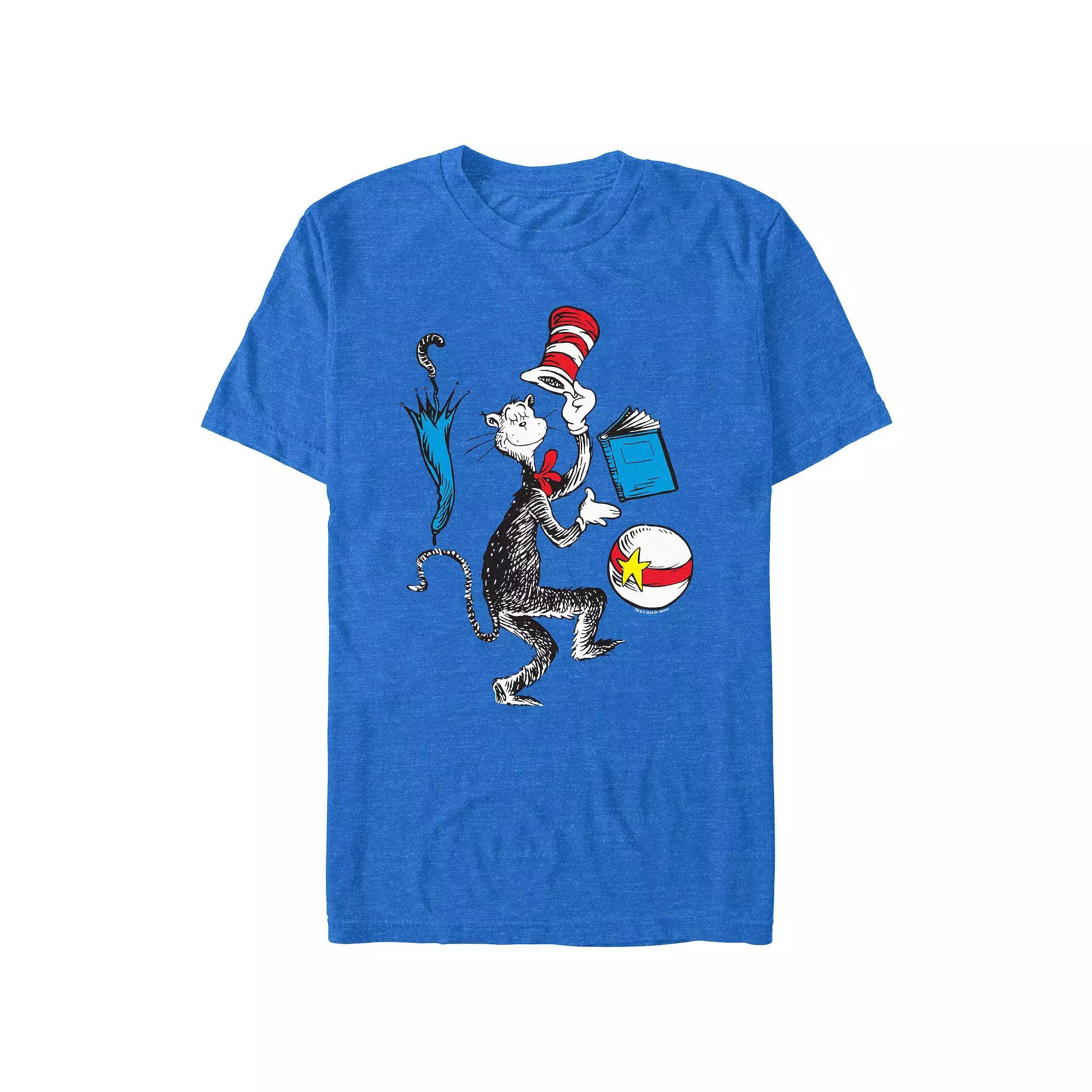 Men's Dr. Seuss Cat Party Graphic Tee, Size: Large, Royal Grey Product Image