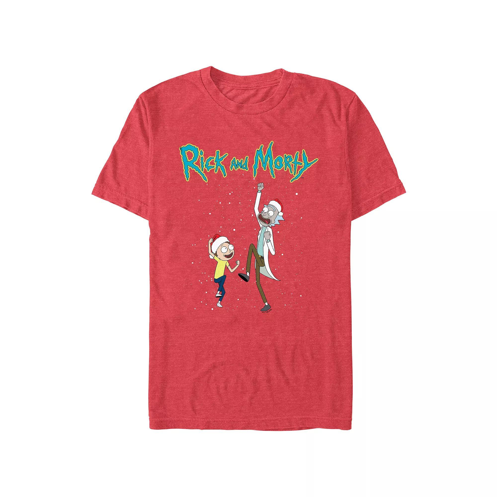 Men's Rick And Morty Christmas Dance Graphic Tee, Size: Small, Red Grey Product Image