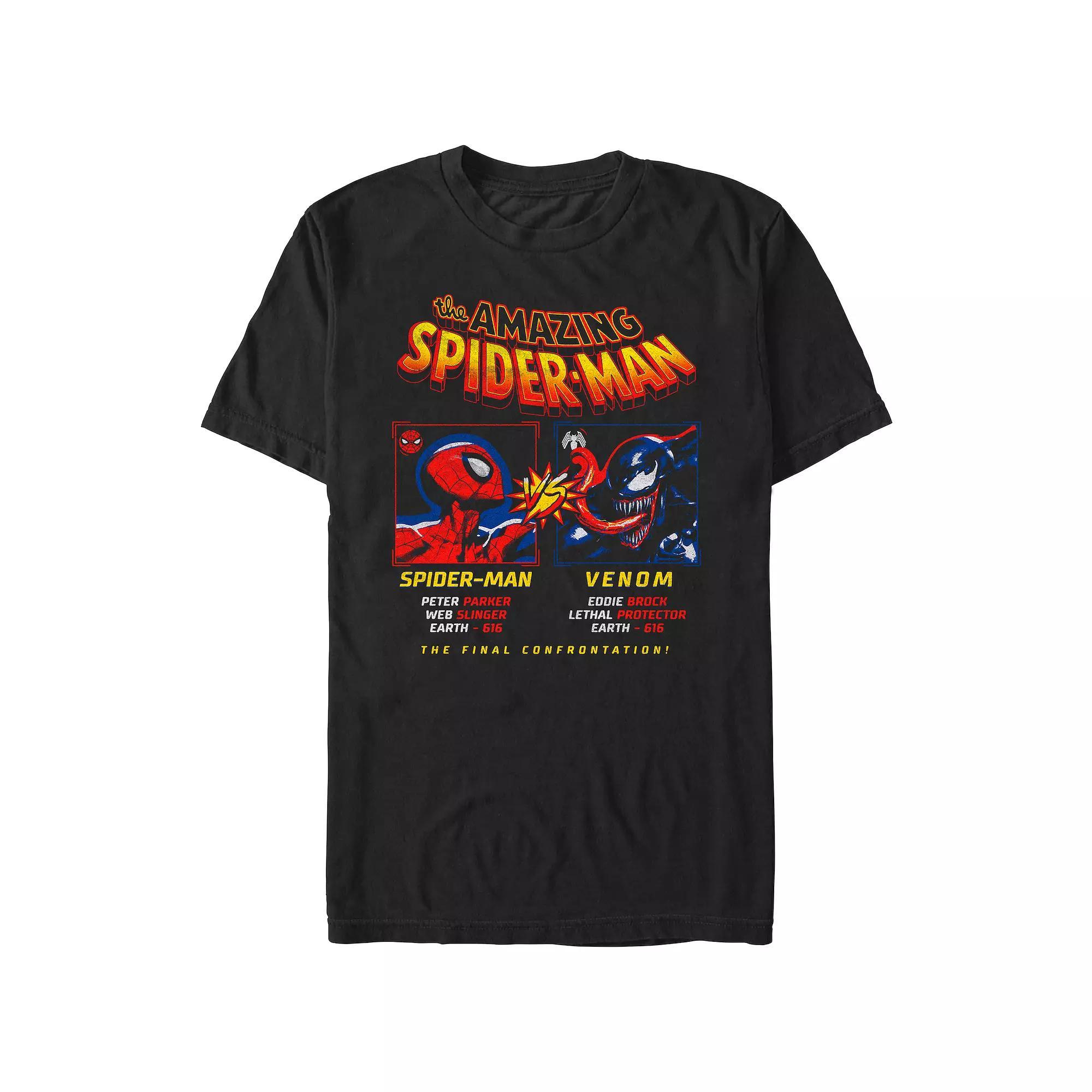 Men's Spider-Man Spidey VS Venom Poster Graphic Tee, Size: Large, Black Product Image