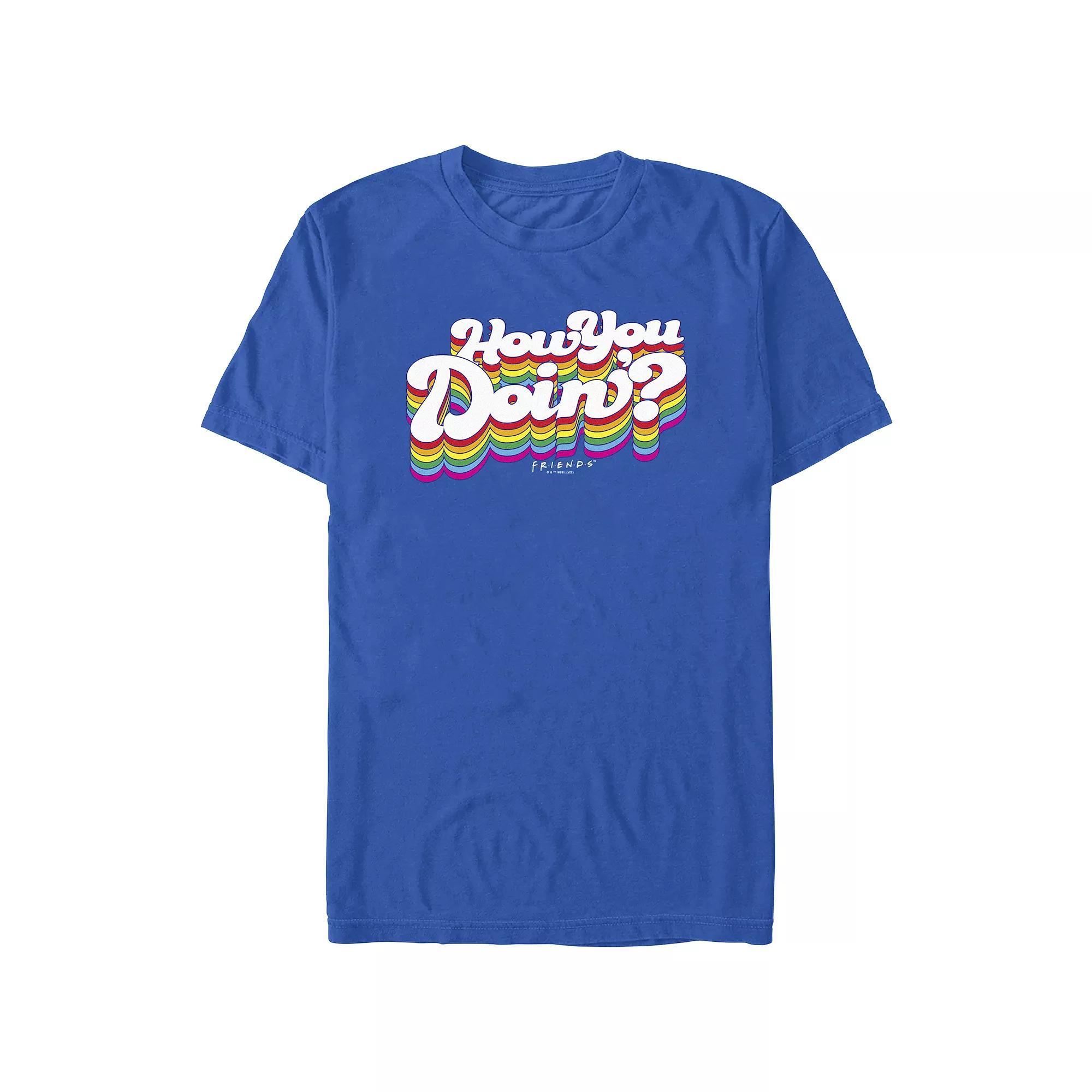 Men's Friends How You Doin' Rainbow Text Graphic Tee, Size: Large, Royal Product Image