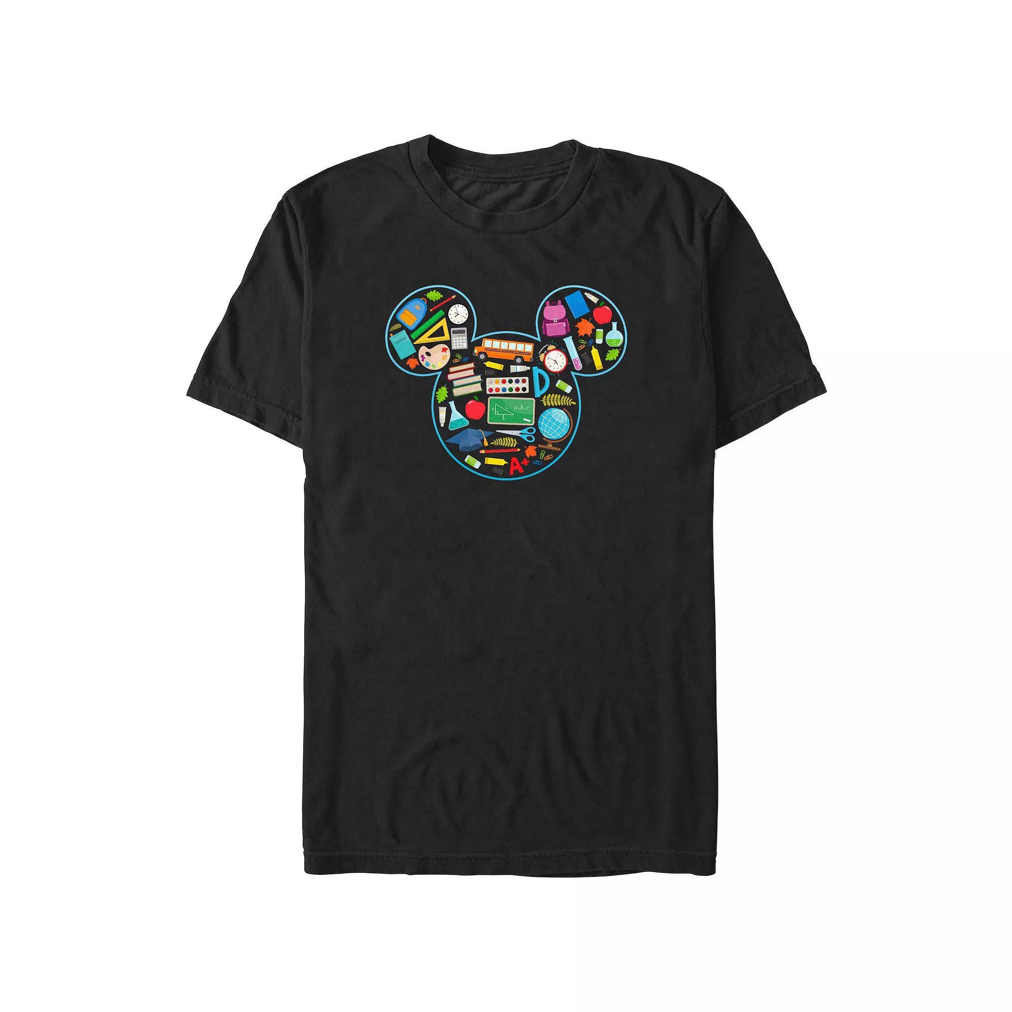 Disney's Mickey Mouse School Supply Icons Big & Tall Graphic Tee, Men's, Size: XL Tall, Black Product Image