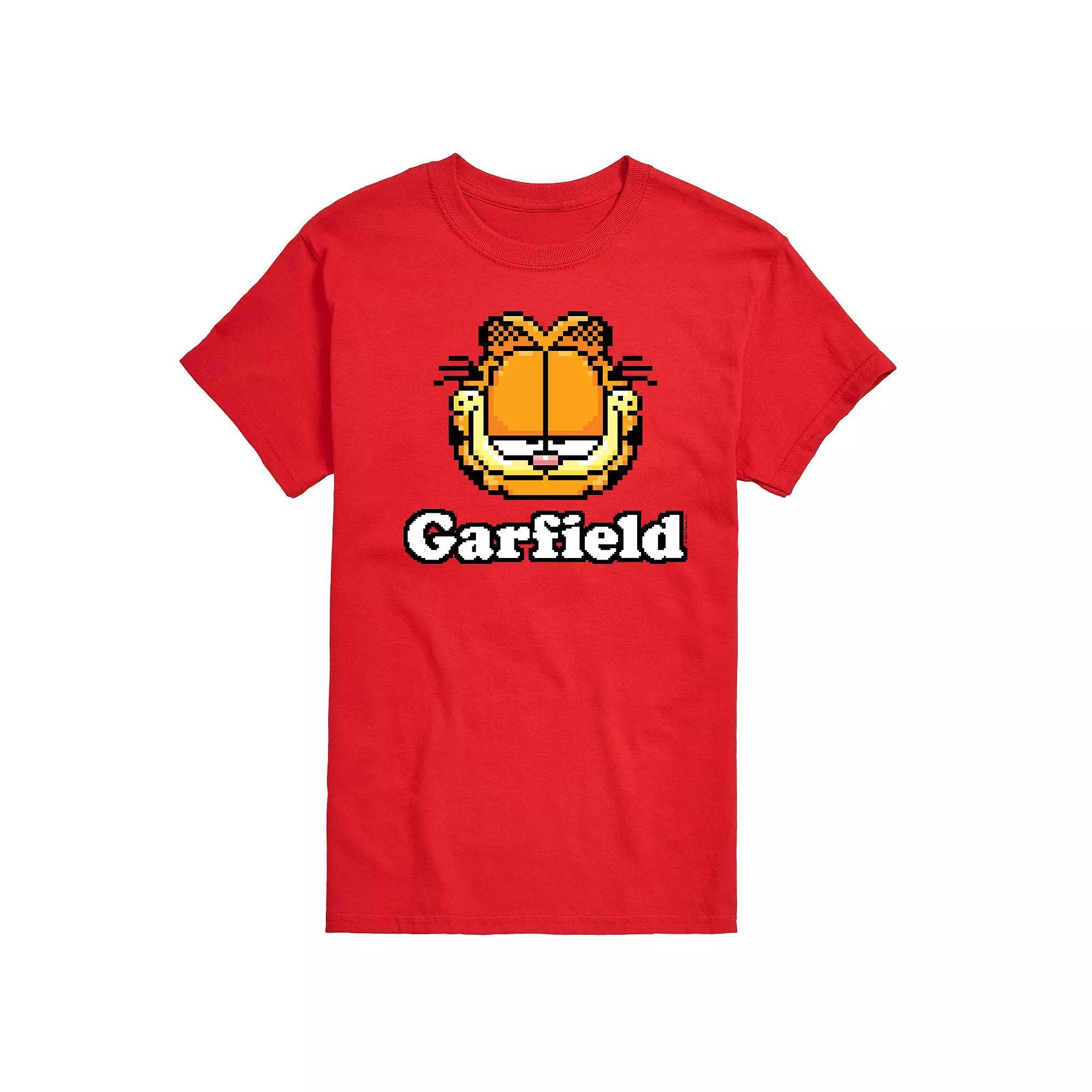 Mens Garfield Video Game Garfield Logo Graphic Tee Grey Gray Product Image
