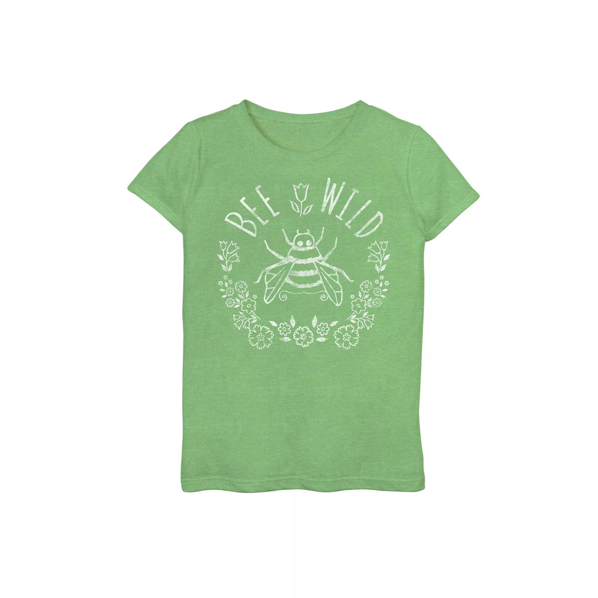 Girls 7-16 Bee Wild Floral Frame Sketch Tee, Girl's, Size: XL, Purple Grey Product Image