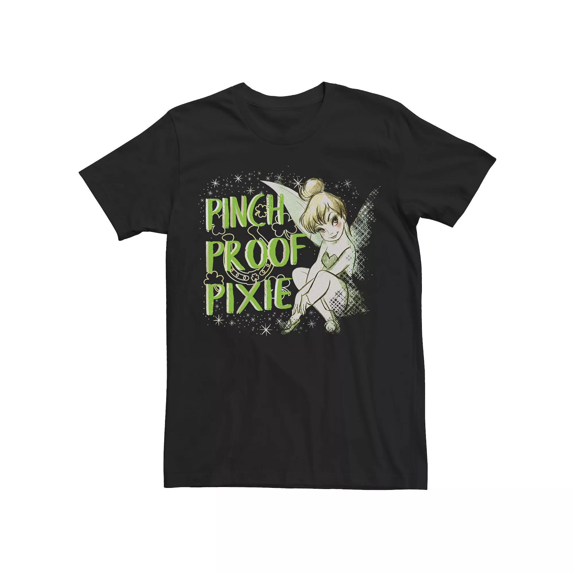 Big & Tall Disney Peter Pan St. Patrick's Day Tinker Bell Pinch Proof Tee, Men's, Size: 4XL Tall, Black Product Image