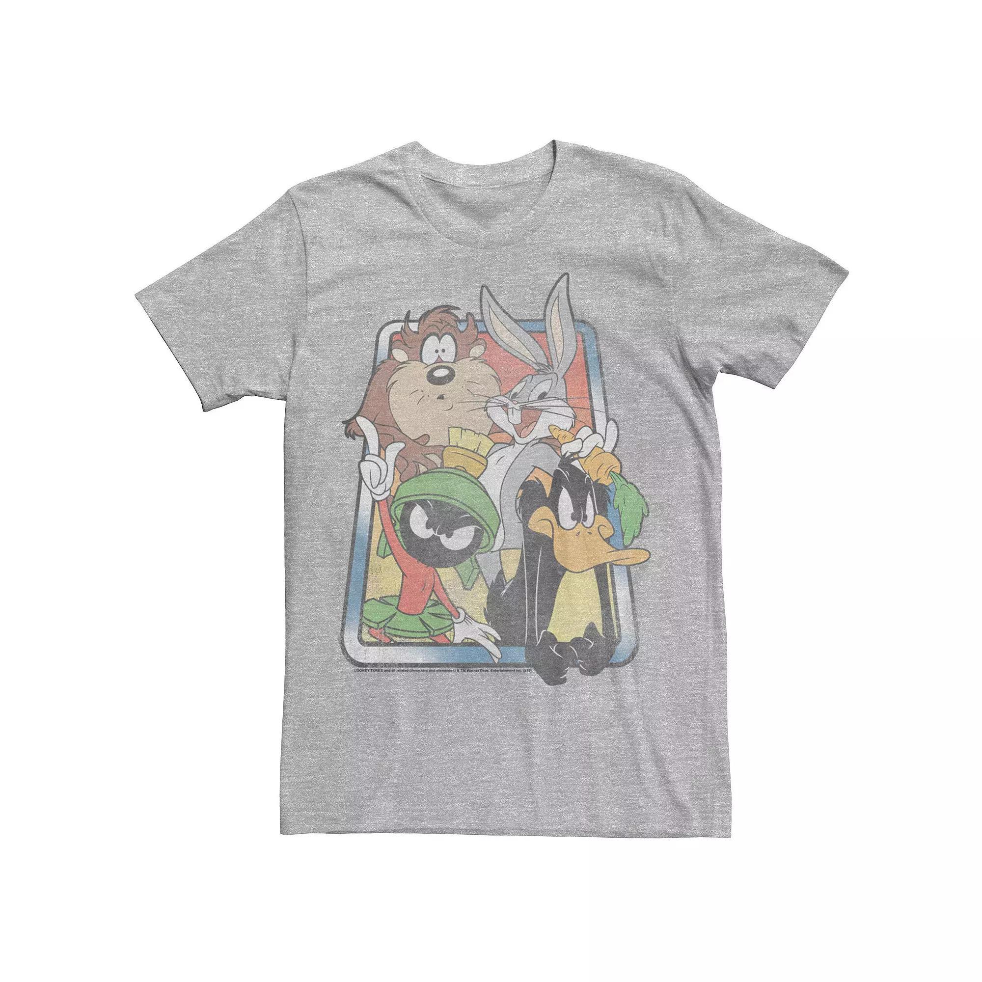 Men's Looney Tunes Character Group Shot Faded Portrait Tee, Size: Large, Athletic Grey Product Image