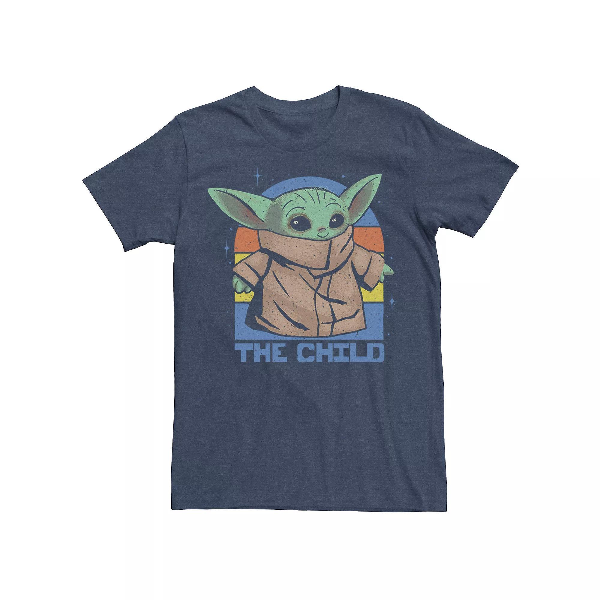 Men's Star Wars The Mandalorian The Child Retro Sunset Tee, Size: XXL, Navy Grey Product Image